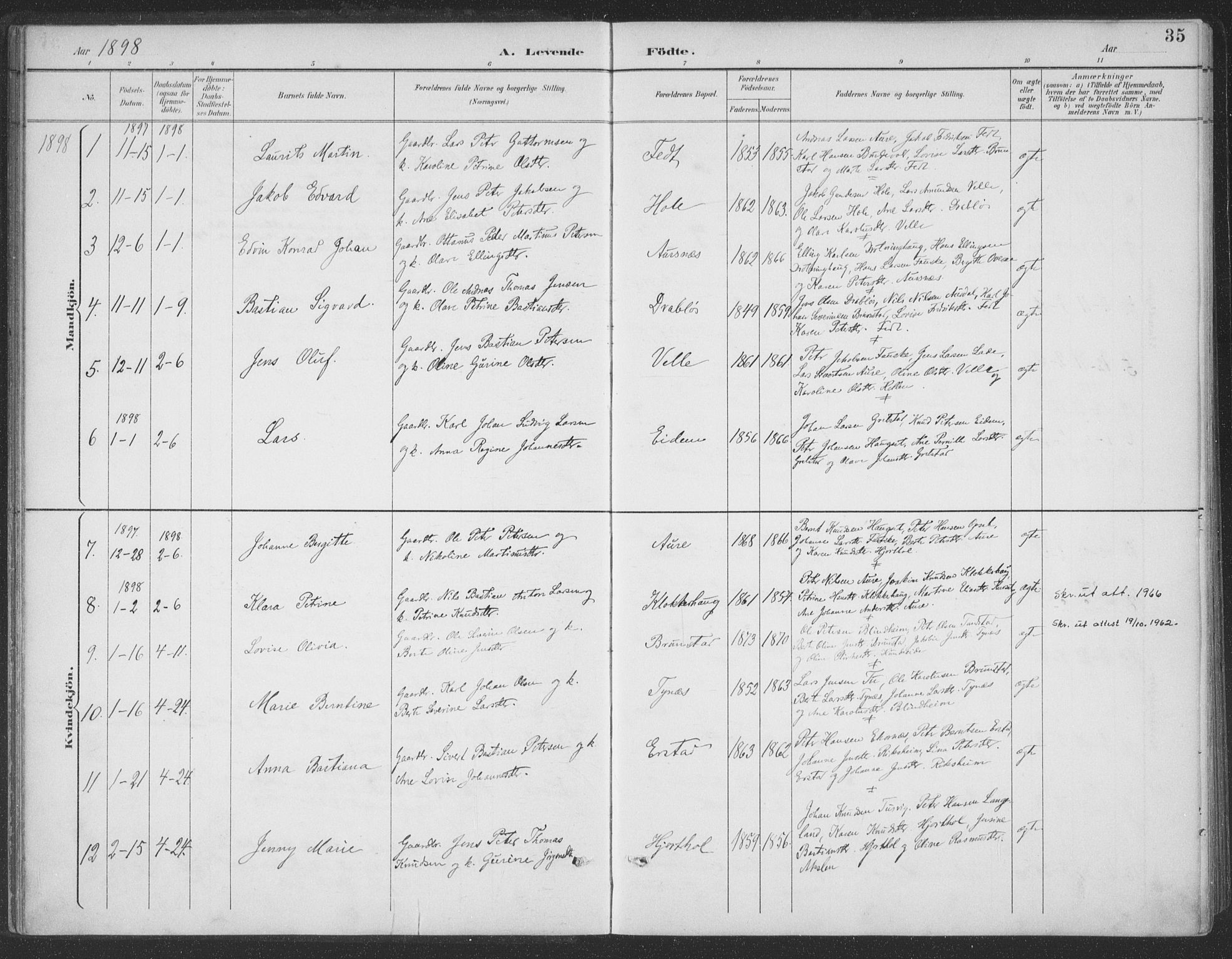 Ministerialprotokoller, klokkerbøker og fødselsregistre - Møre og Romsdal, SAT/A-1454/523/L0335: Parish register (official) no. 523A02, 1891-1911, p. 35