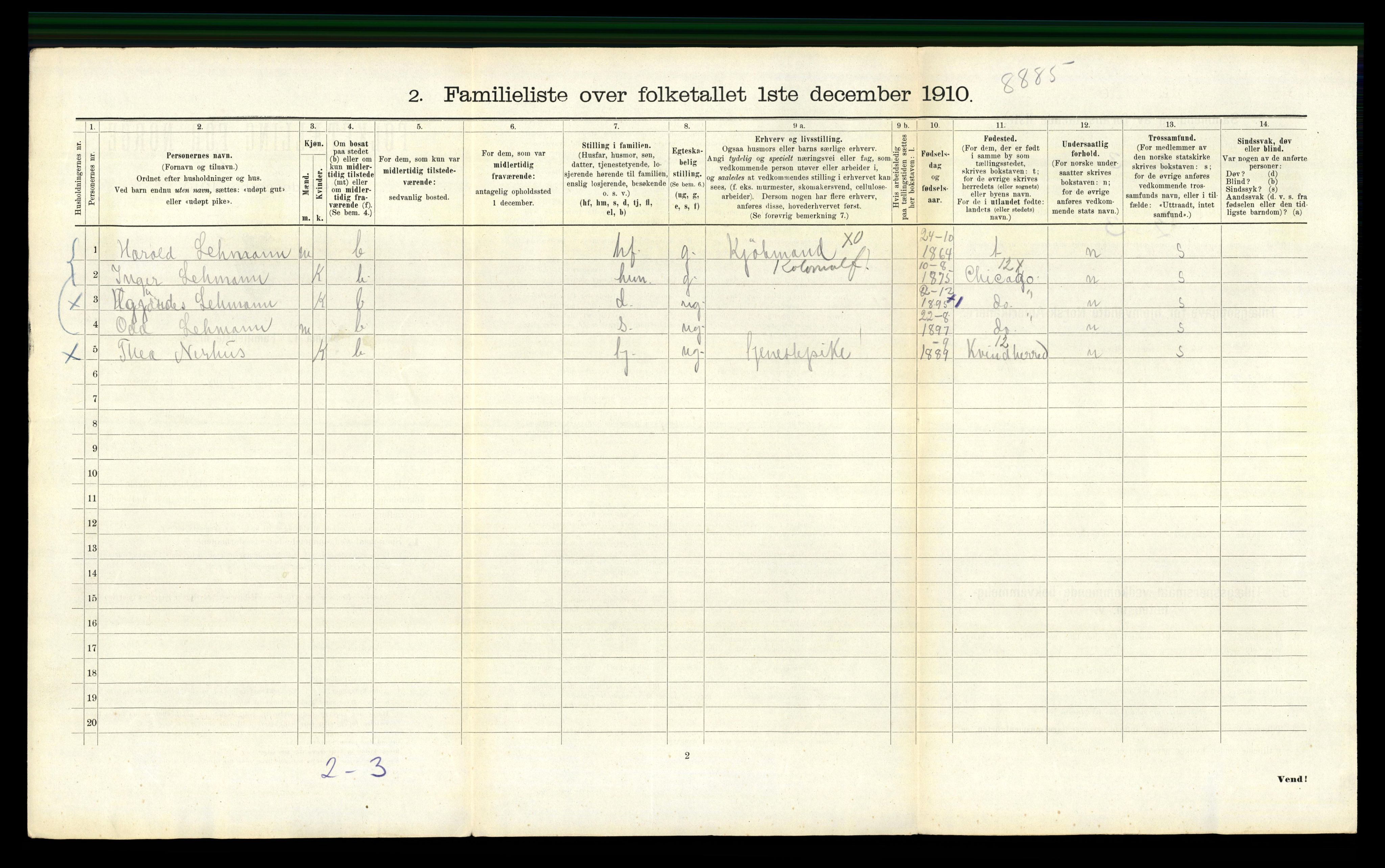 RA, 1910 census for Bergen, 1910, p. 1320