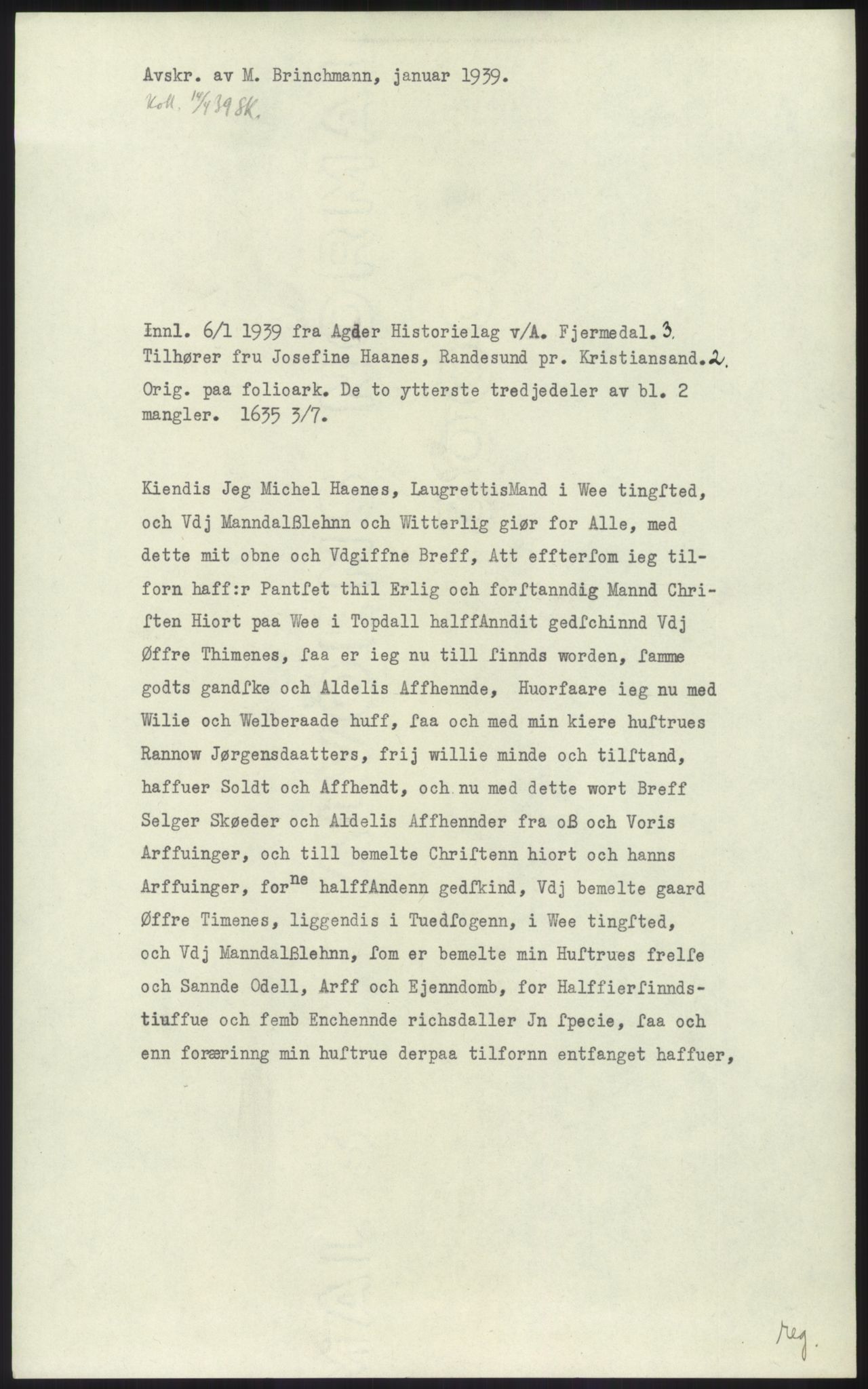 Samlinger til kildeutgivelse, Diplomavskriftsamlingen, RA/EA-4053/H/Ha, p. 1333