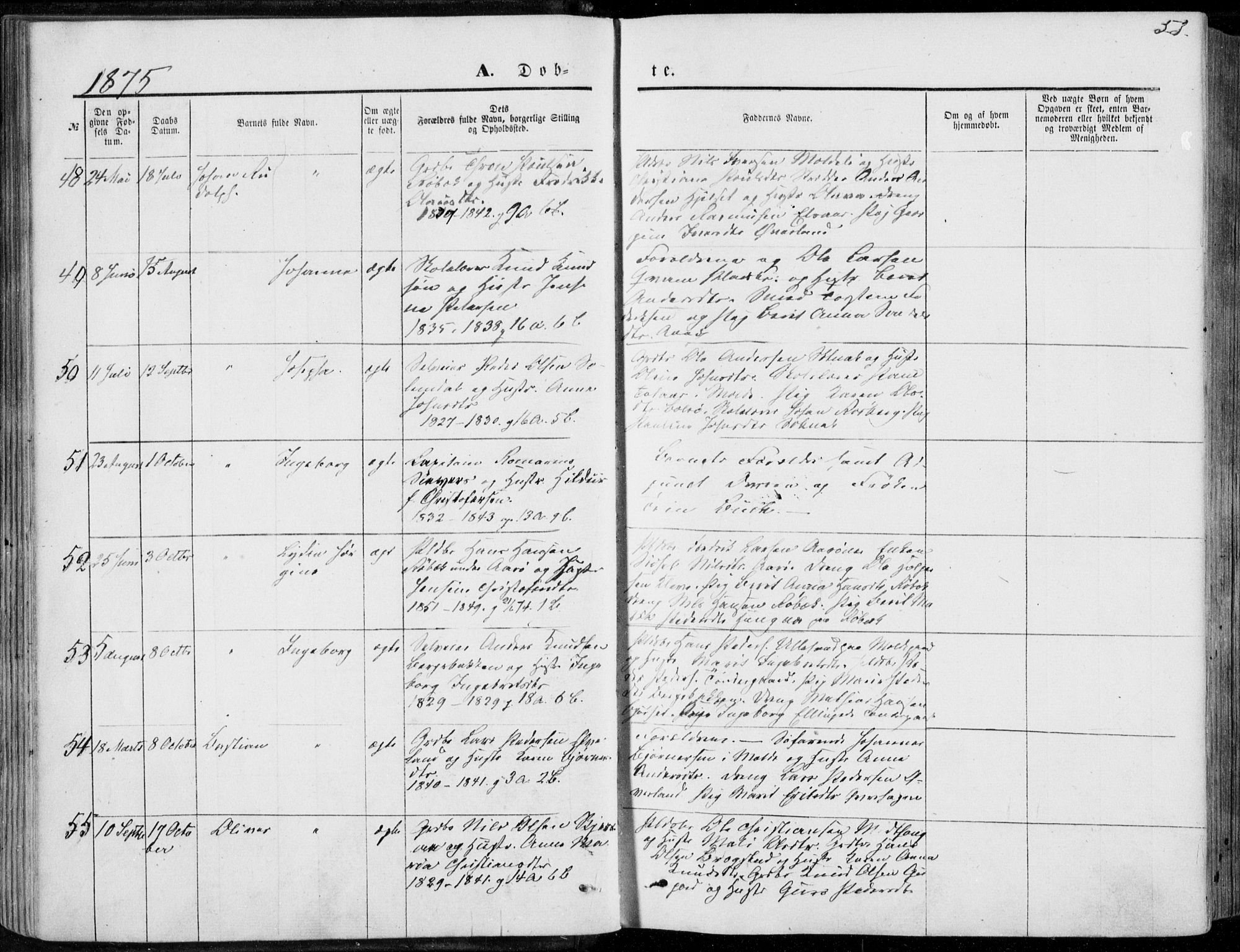 Ministerialprotokoller, klokkerbøker og fødselsregistre - Møre og Romsdal, SAT/A-1454/555/L0655: Parish register (official) no. 555A05, 1869-1886, p. 53