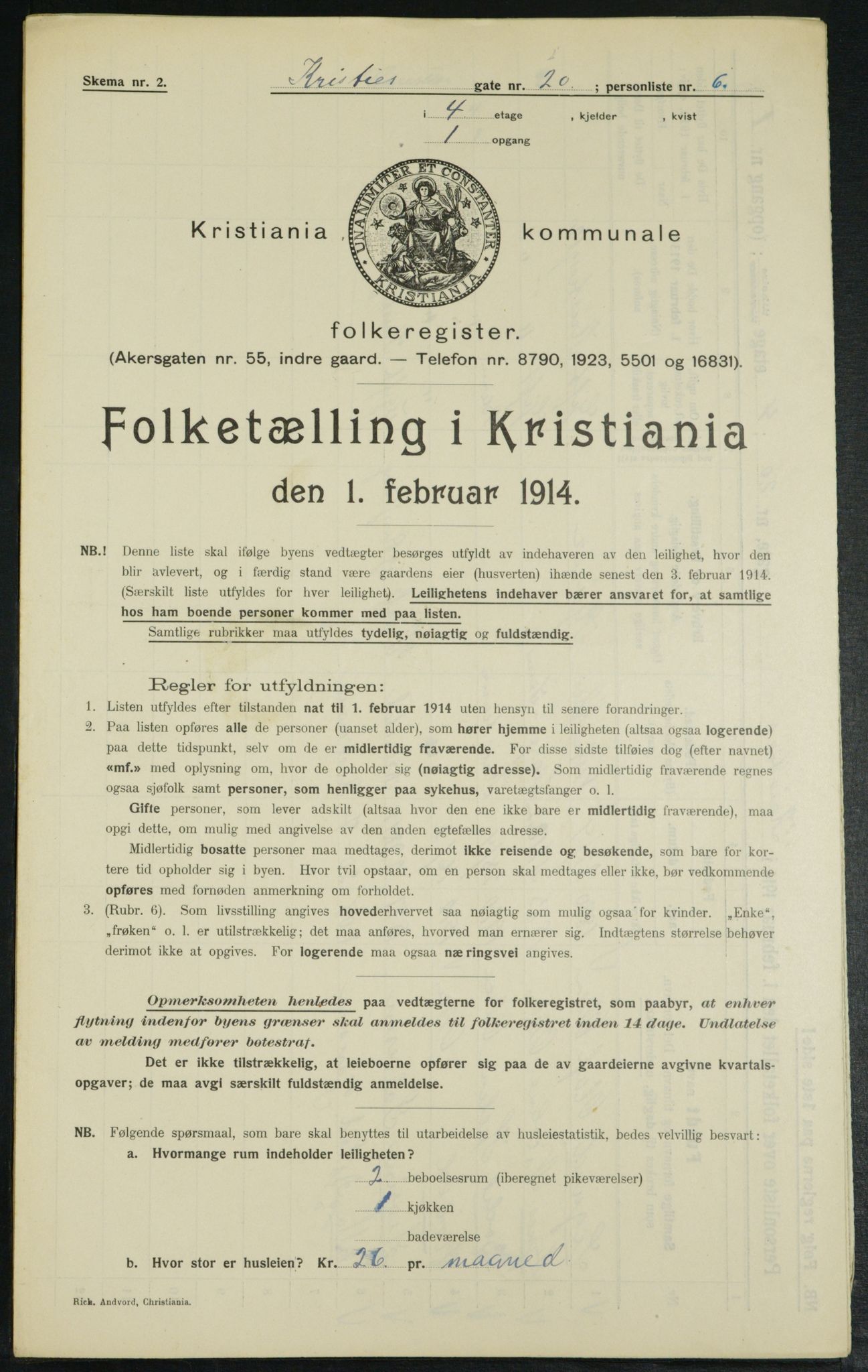 OBA, Municipal Census 1914 for Kristiania, 1914, p. 12483