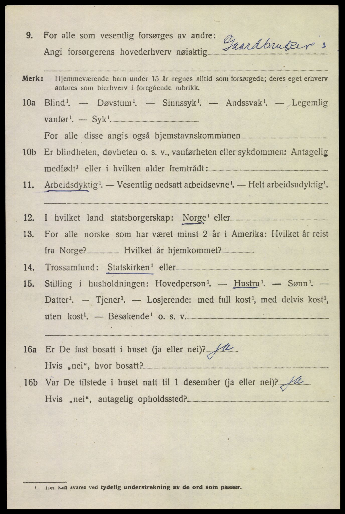 SAK, 1920 census for Grindheim, 1920, p. 1842