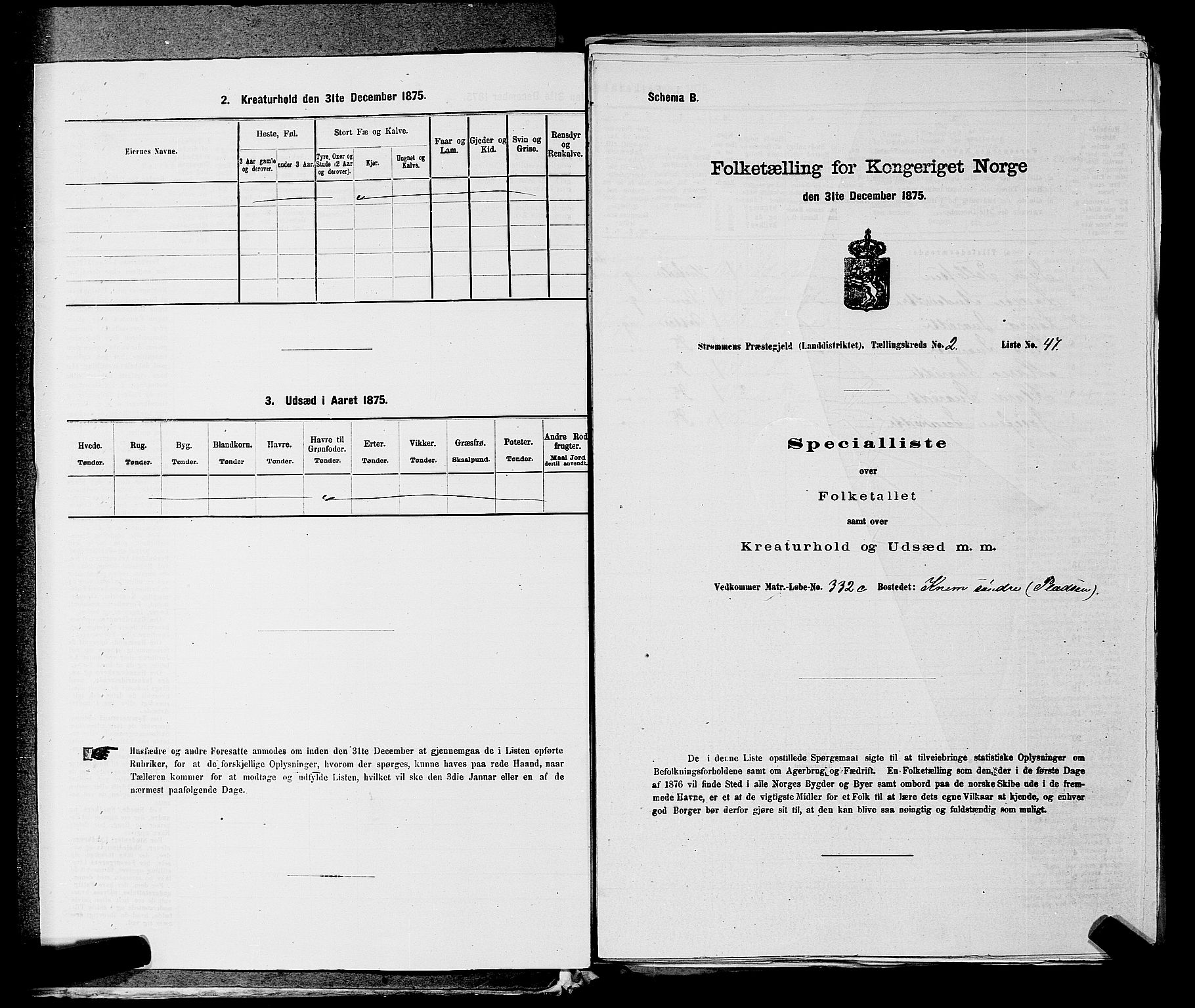 SAKO, 1875 census for 0711L Strømm/Strømm, 1875, p. 172