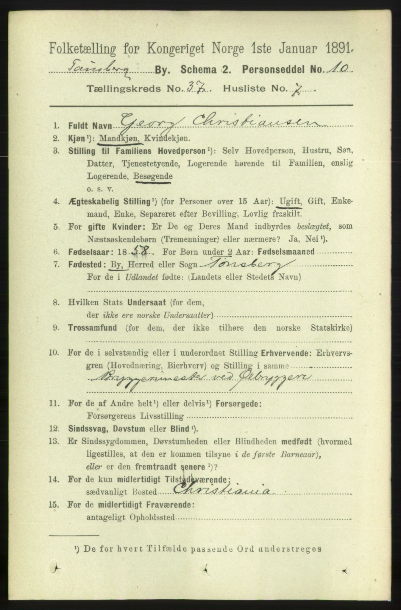 RA, 1891 census for 0705 Tønsberg, 1891, p. 8030