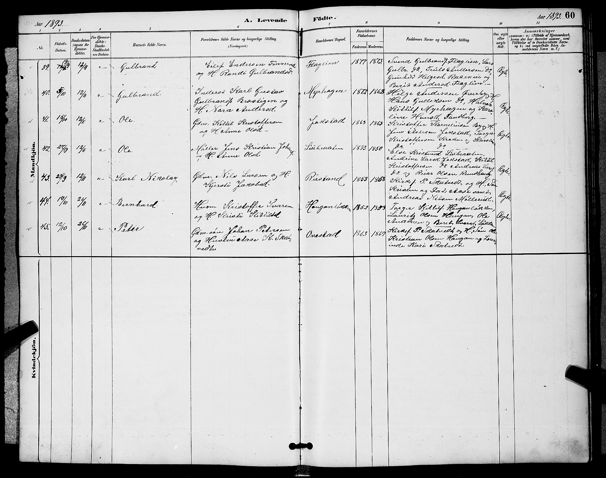 Sigdal kirkebøker, SAKO/A-245/G/Ga/L0005: Parish register (copy) no. I 5, 1886-1900, p. 60