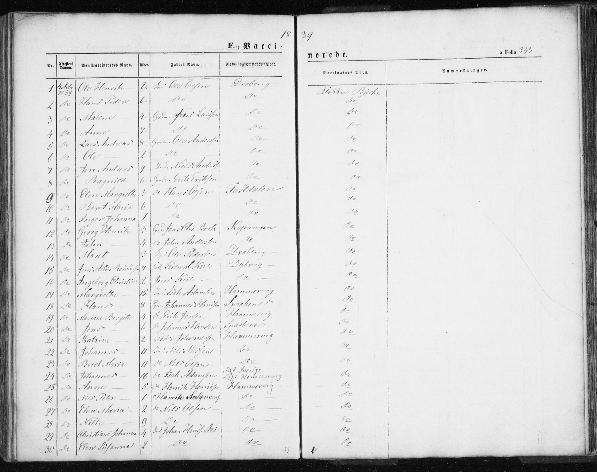 Lyngen sokneprestembete, SATØ/S-1289/H/He/Hea/L0004kirke: Parish register (official) no. 4, 1839-1858, p. 343