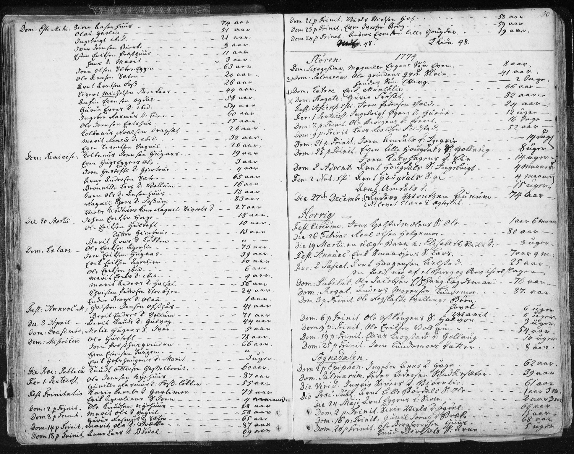 Ministerialprotokoller, klokkerbøker og fødselsregistre - Sør-Trøndelag, SAT/A-1456/687/L0991: Parish register (official) no. 687A02, 1747-1790, p. 50