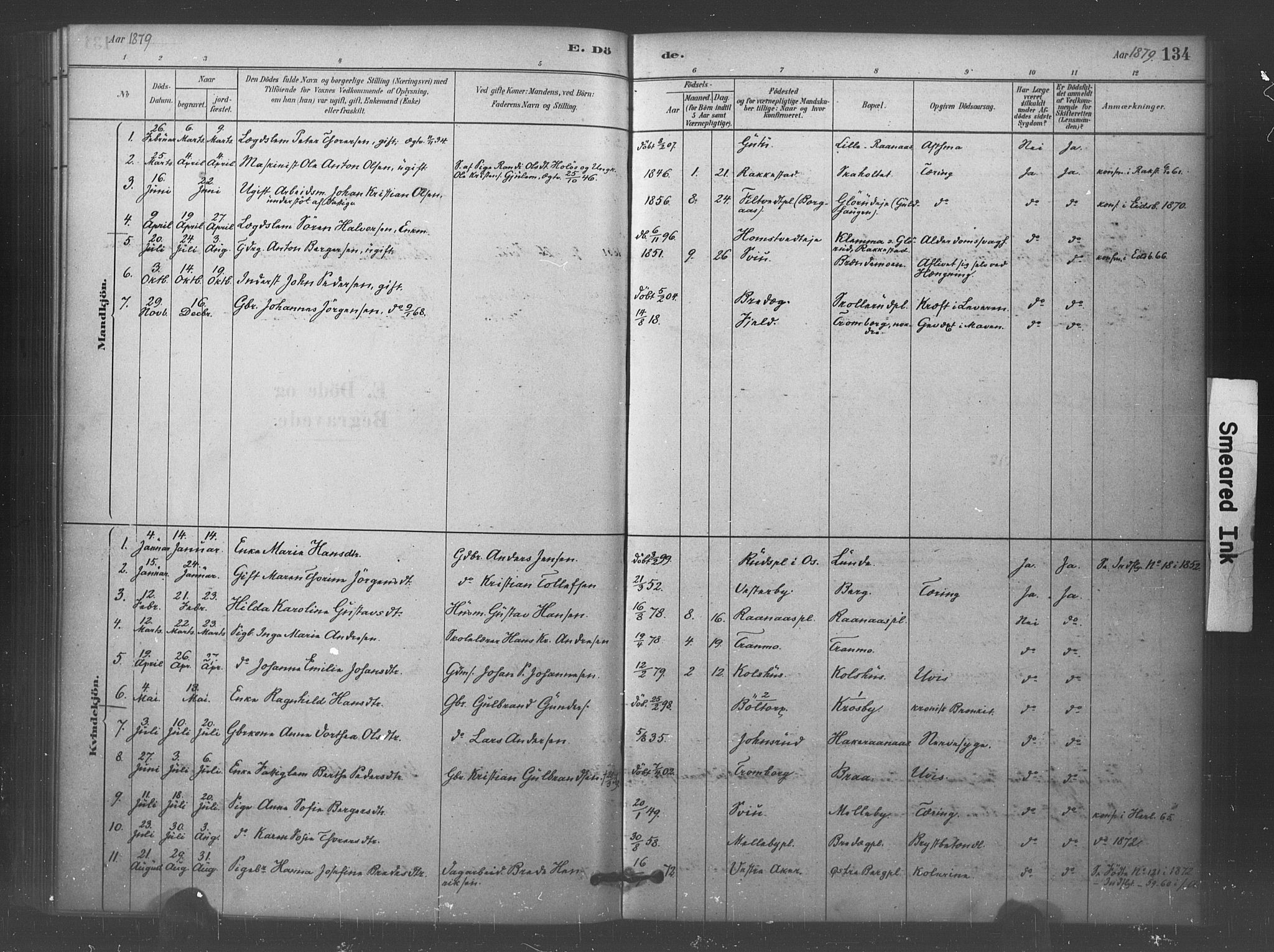 Eidsberg prestekontor Kirkebøker, AV/SAO-A-10905/F/Fc/L0001: Parish register (official) no. III 1, 1879-1905, p. 134