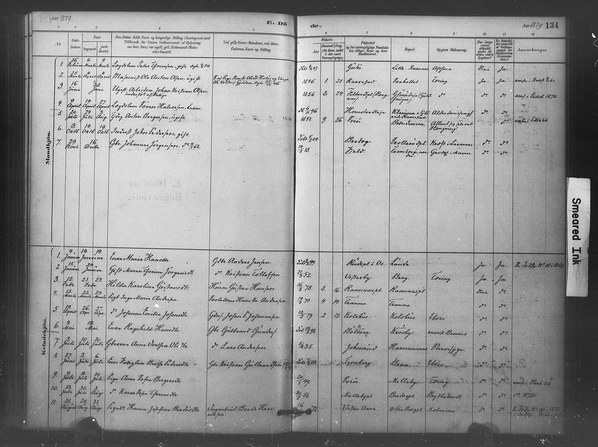 Eidsberg prestekontor Kirkebøker, AV/SAO-A-10905/F/Fc/L0001: Parish register (official) no. III 1, 1879-1905, p. 134