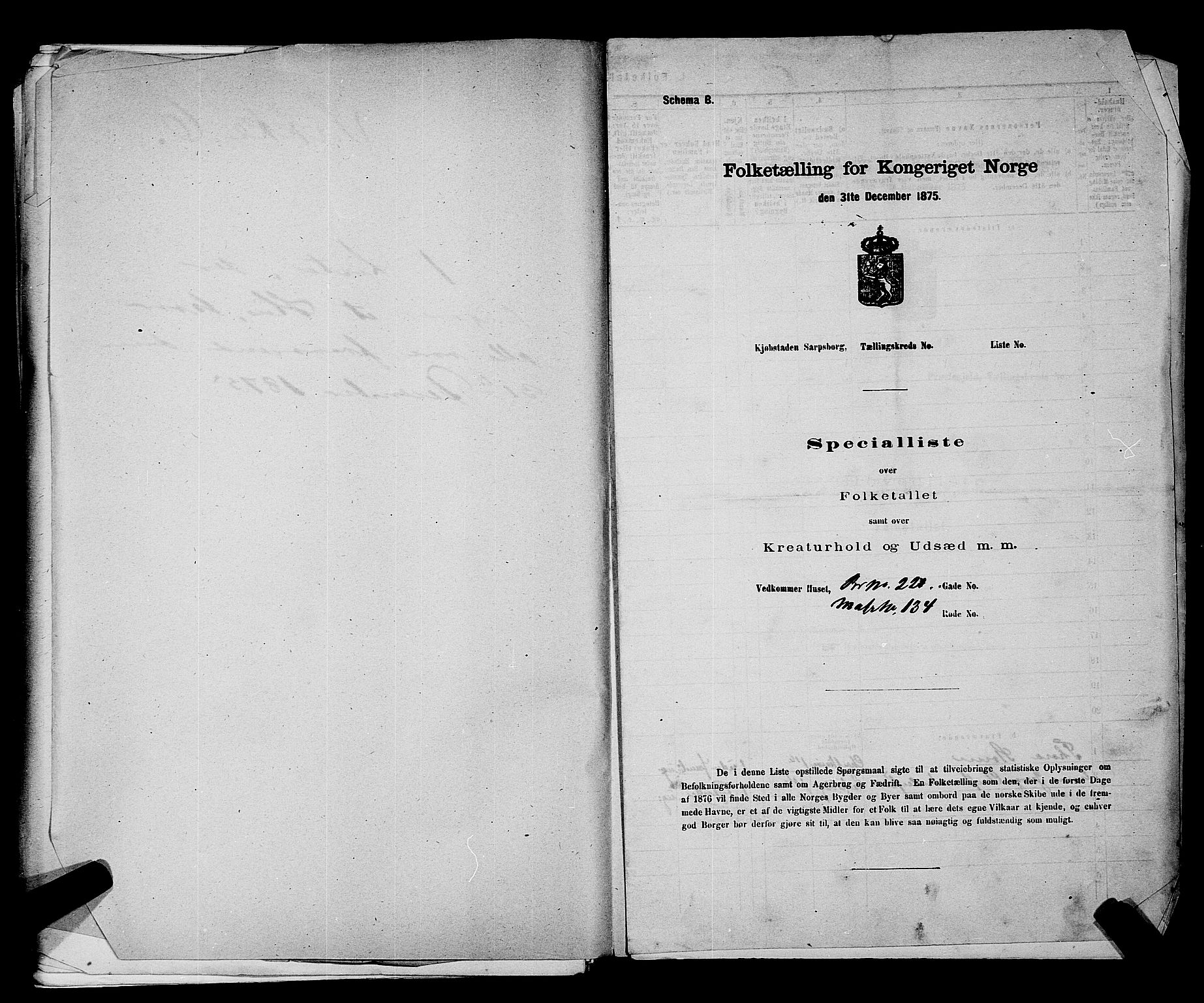 RA, 1875 census for 0102P Sarpsborg, 1875, p. 705