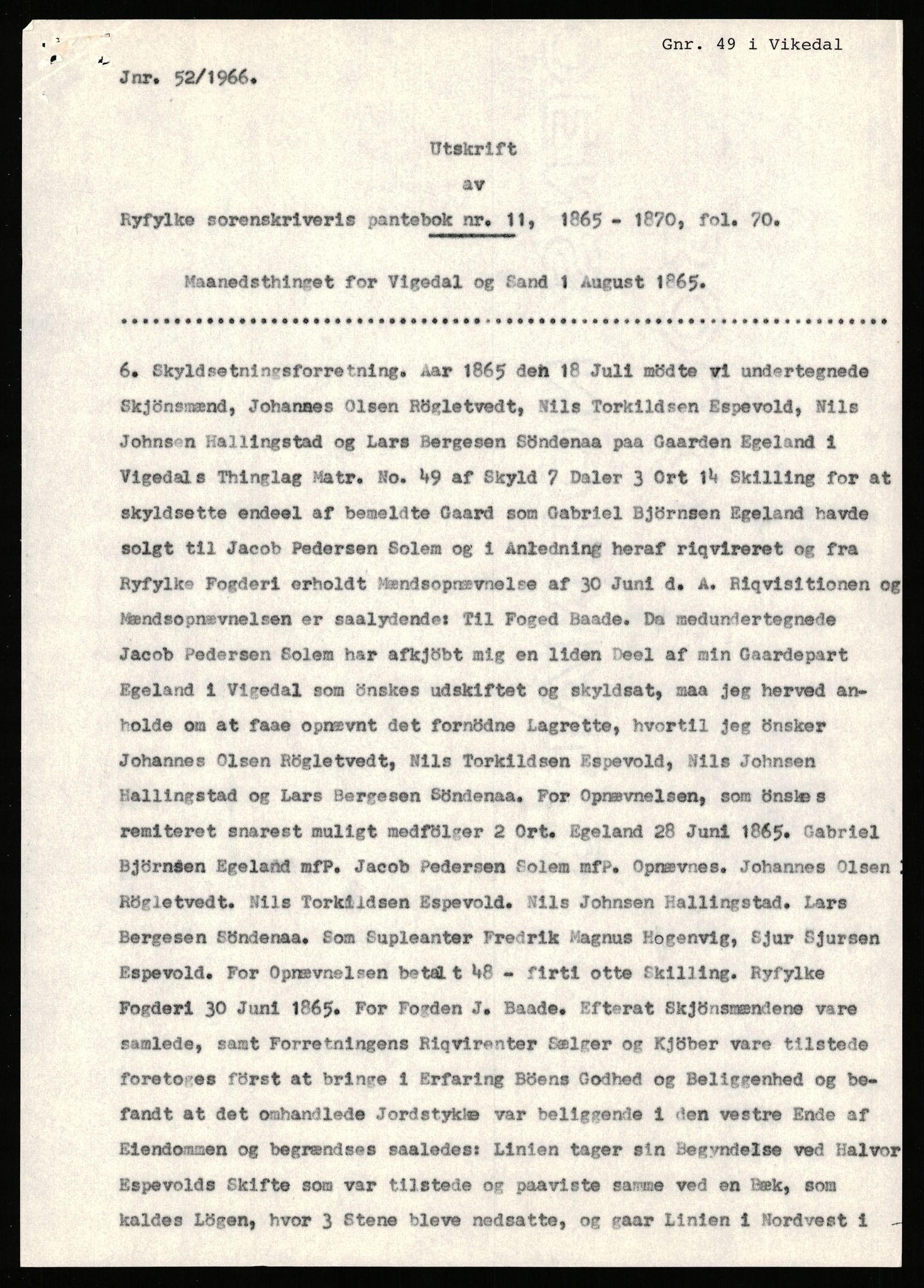 Statsarkivet i Stavanger, SAST/A-101971/03/Y/Yj/L0017: Avskrifter sortert etter gårdsnavn: Eigeland østre - Elve, 1750-1930, p. 301