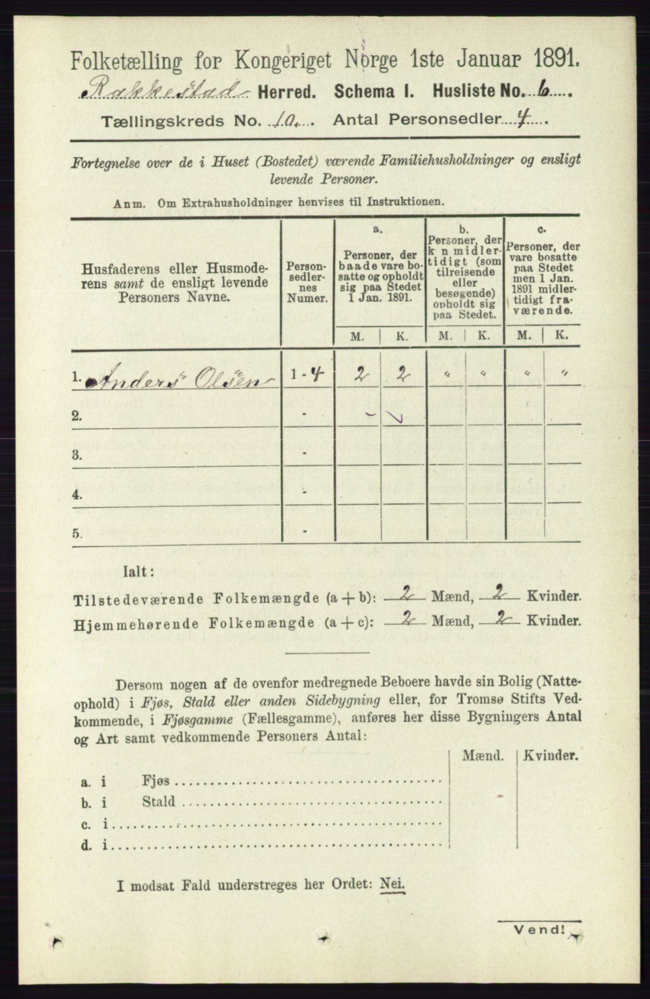 RA, 1891 census for 0128 Rakkestad, 1891, p. 4331