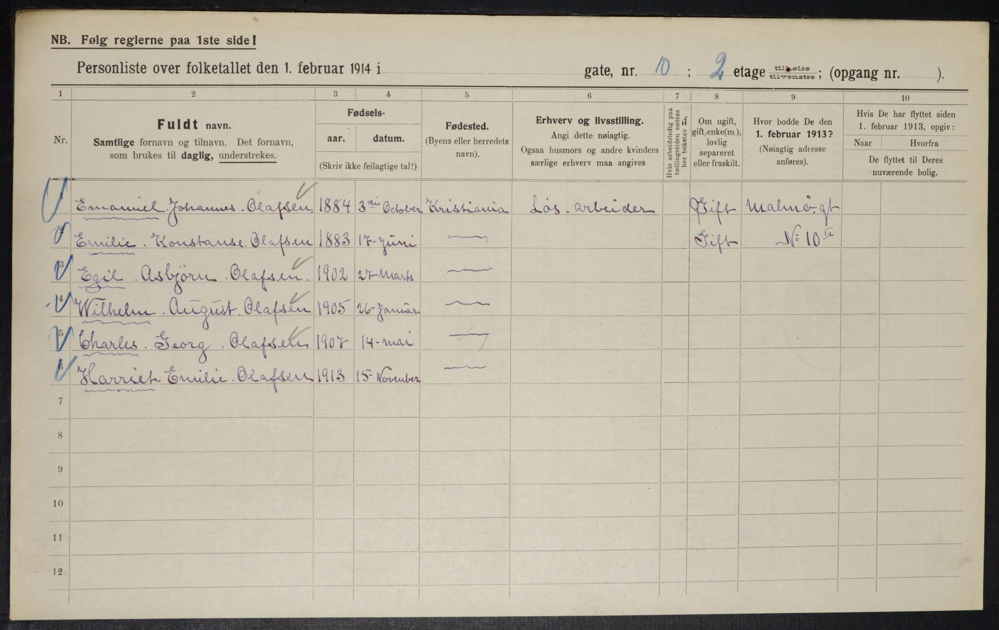 OBA, Municipal Census 1914 for Kristiania, 1914, p. 60049