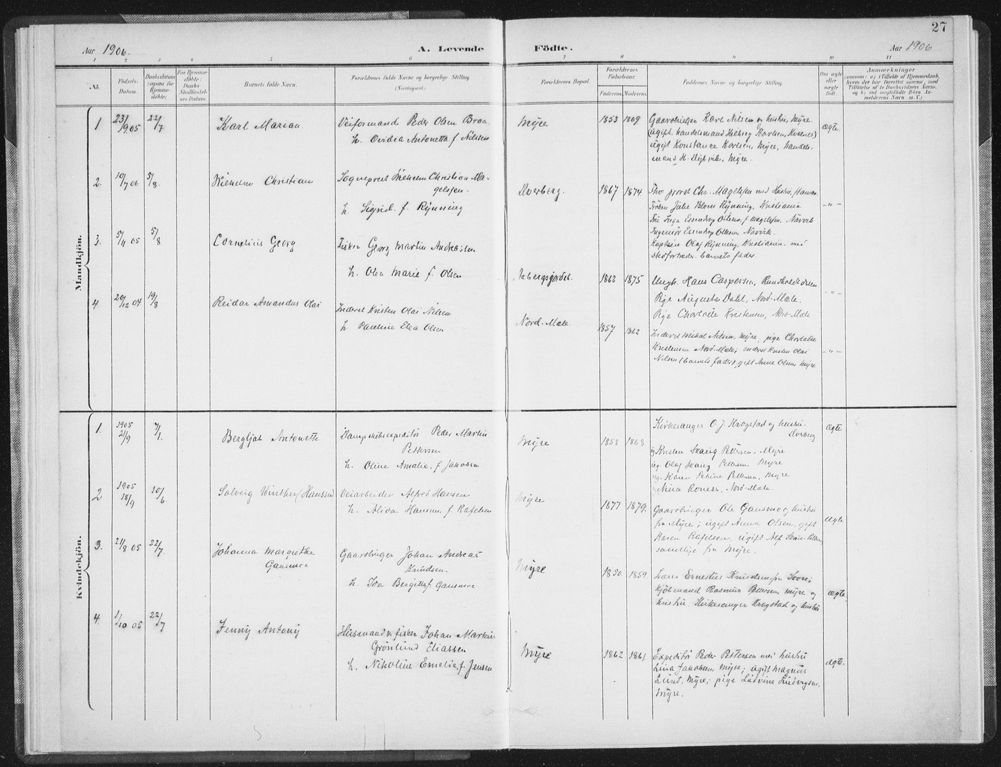 Ministerialprotokoller, klokkerbøker og fødselsregistre - Nordland, SAT/A-1459/897/L1400: Parish register (official) no. 897A07, 1897-1908, p. 27