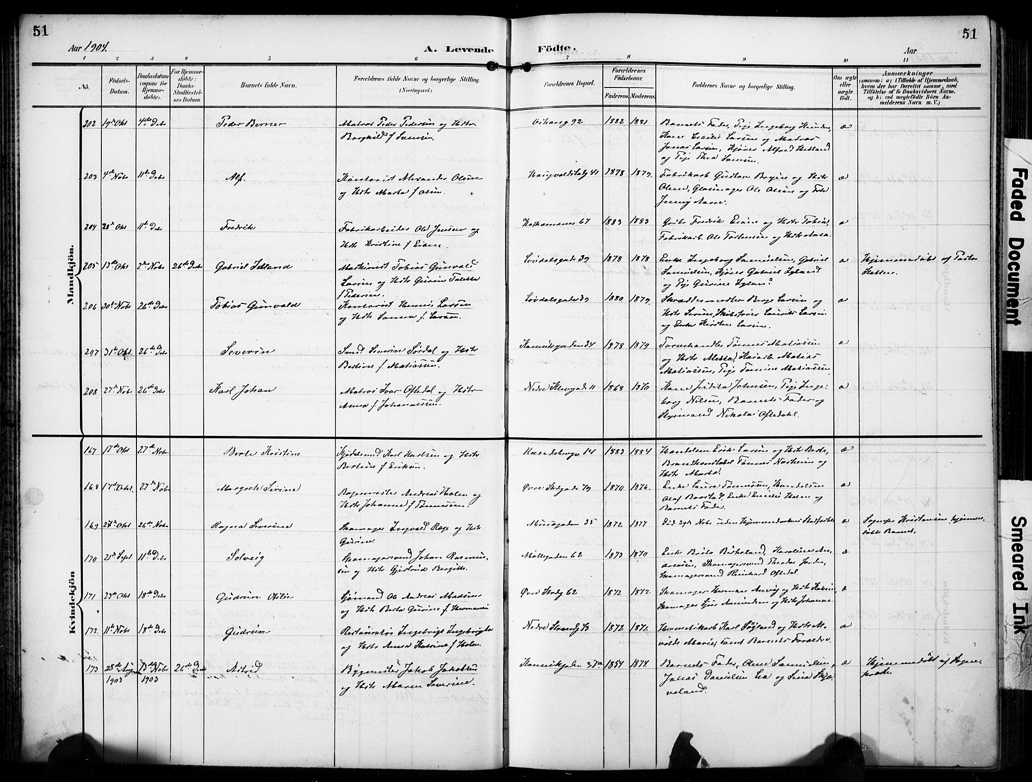 Domkirken sokneprestkontor, AV/SAST-A-101812/001/30/30BB/L0018: Parish register (copy) no. B 18, 1903-1915, p. 51