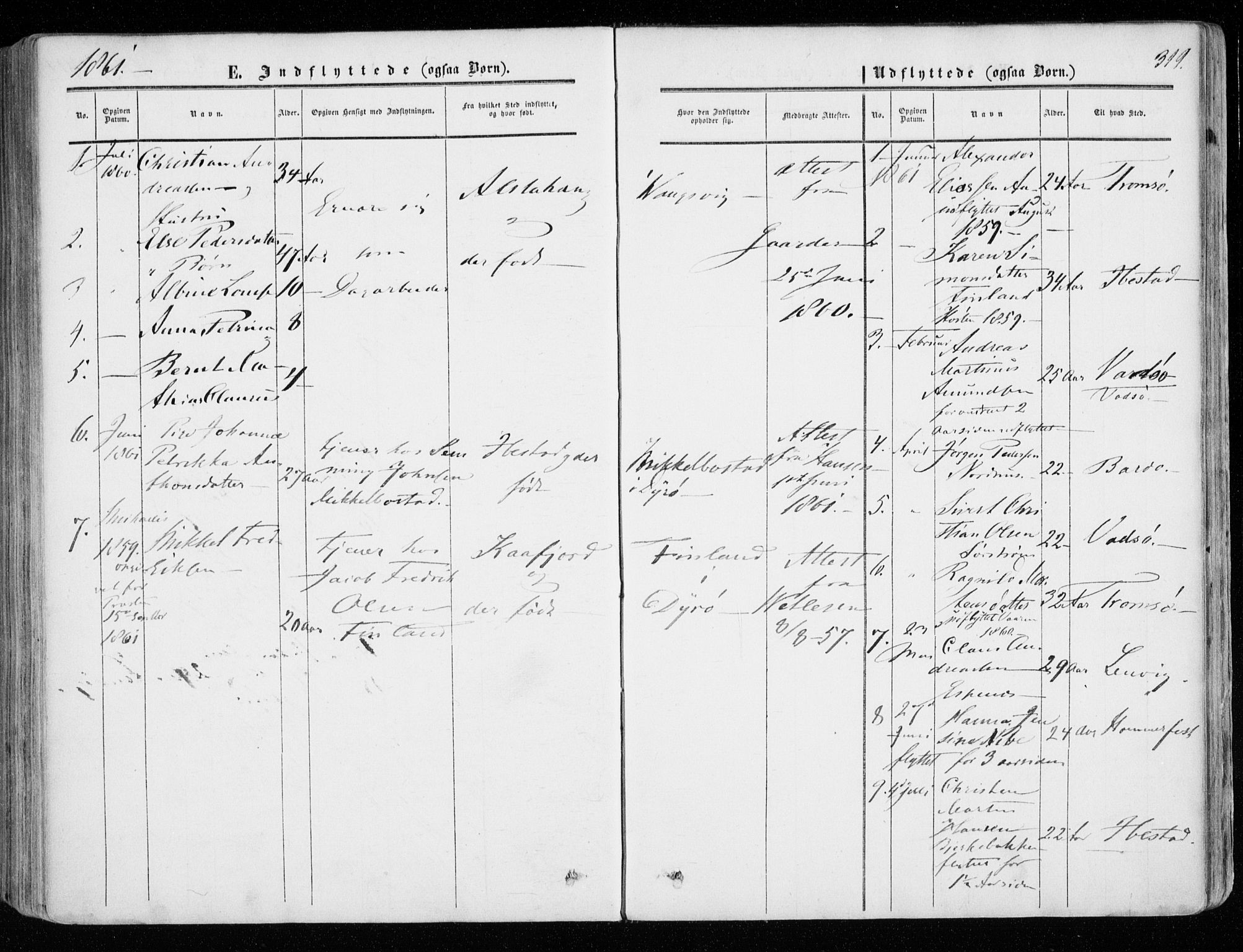 Tranøy sokneprestkontor, SATØ/S-1313/I/Ia/Iaa/L0007kirke: Parish register (official) no. 7, 1856-1866, p. 319