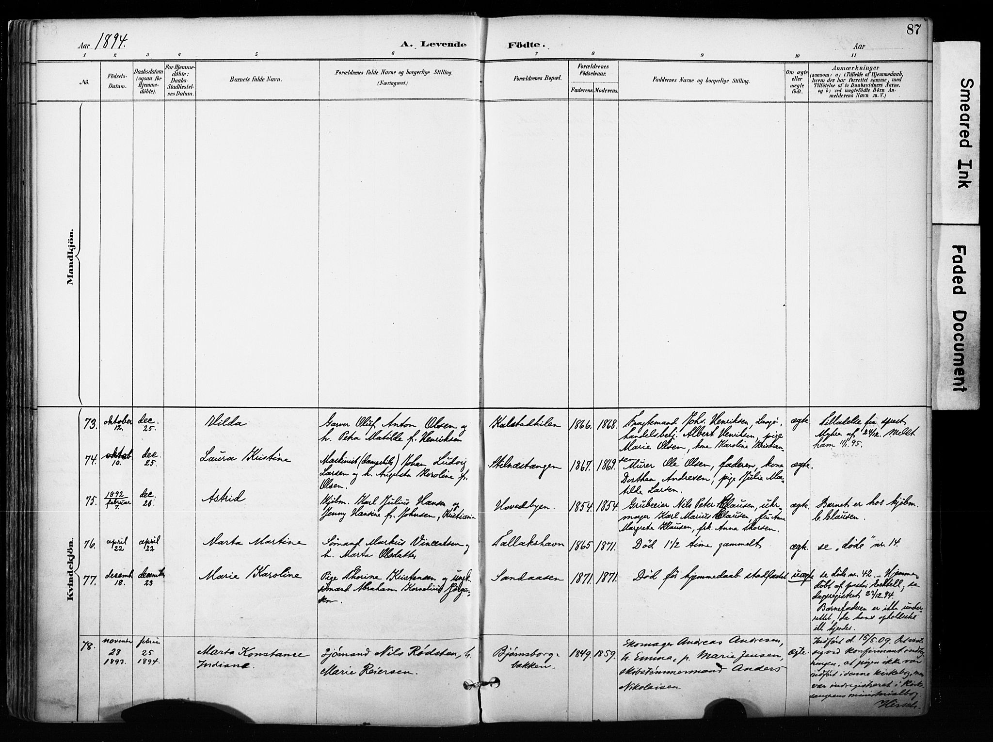 Kragerø kirkebøker, AV/SAKO-A-278/F/Fa/L0013: Parish register (official) no. 13, 1887-1915, p. 87