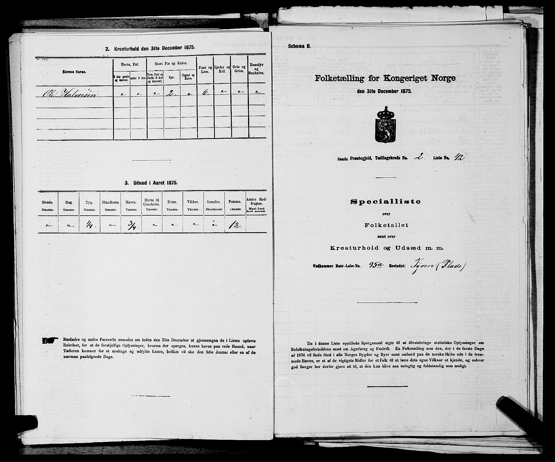 SAKO, 1875 census for 0822P Sauherad, 1875, p. 250