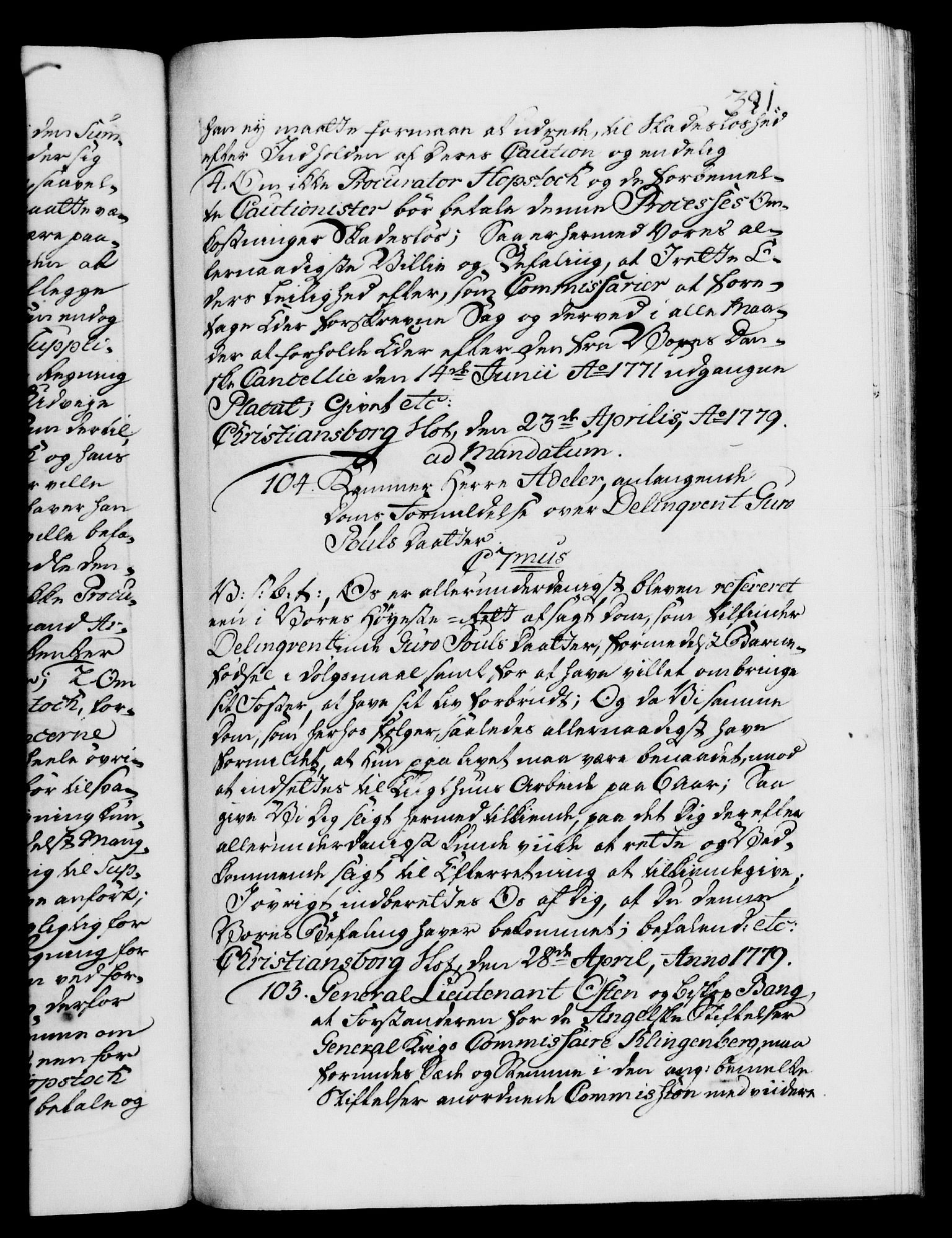 Danske Kanselli 1572-1799, RA/EA-3023/F/Fc/Fca/Fcab/L0042: Norske tegnelser, 1777-1781, p. 391a