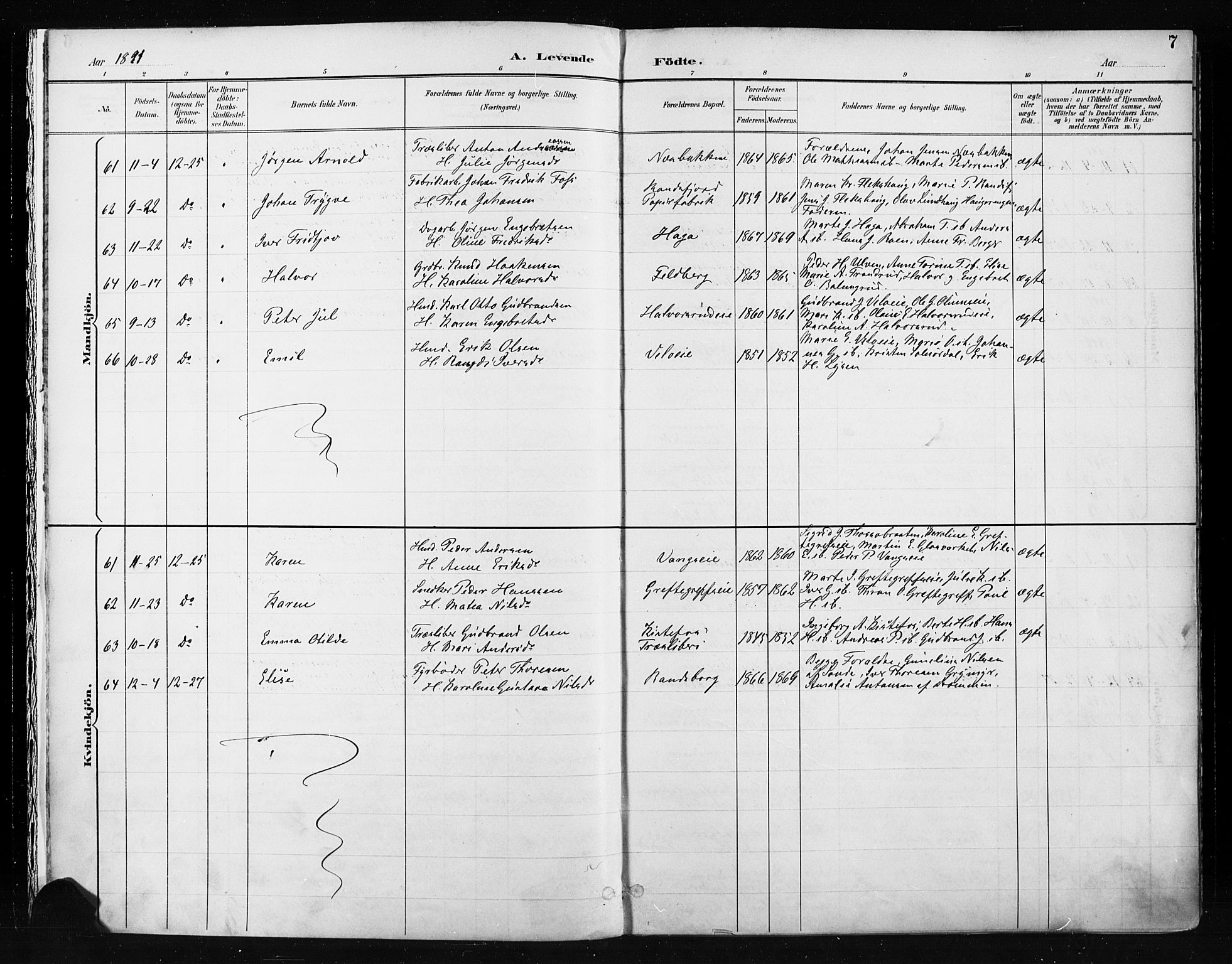 Jevnaker prestekontor, SAH/PREST-116/H/Ha/Haa/L0009: Parish register (official) no. 9, 1891-1901, p. 7