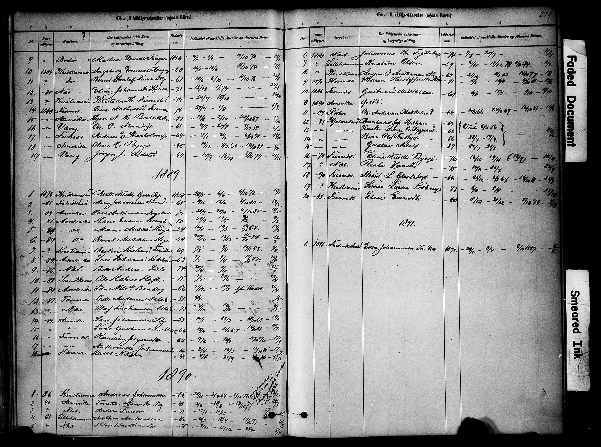 Ringsaker prestekontor, SAH/PREST-014/K/Ka/L0014: Parish register (official) no. 14, 1879-1890, p. 239