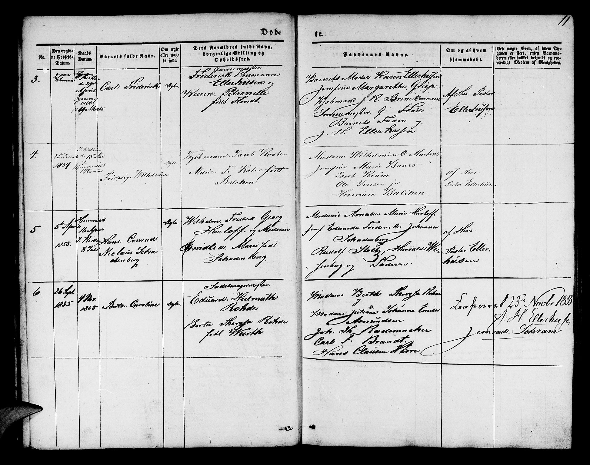Mariakirken Sokneprestembete, SAB/A-76901/H/Hab/L0002: Parish register (copy) no. A 2, 1846-1862, p. 11