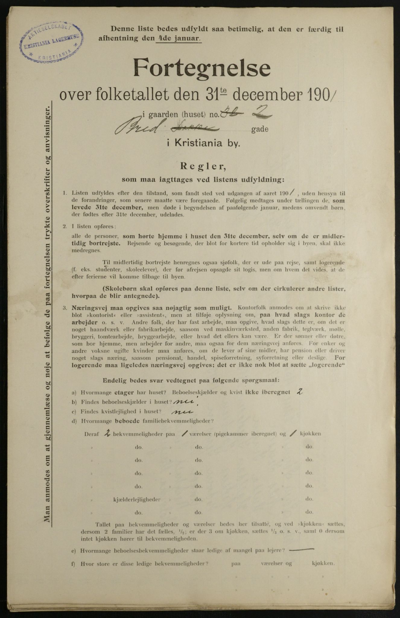 OBA, Municipal Census 1901 for Kristiania, 1901, p. 1360