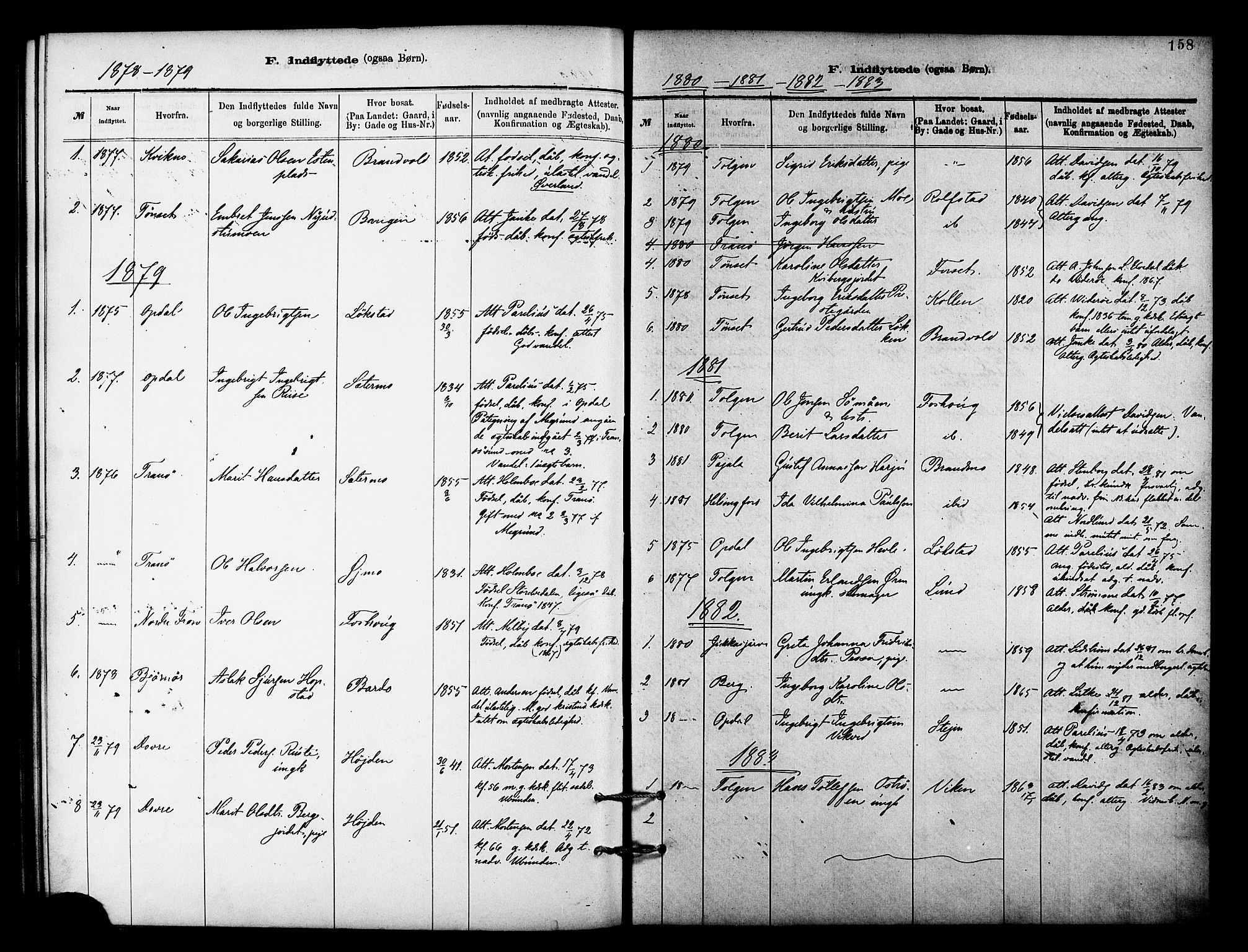 Målselv sokneprestembete, SATØ/S-1311/G/Ga/Gaa/L0009kirke: Parish register (official) no. 9, 1878-1889, p. 158