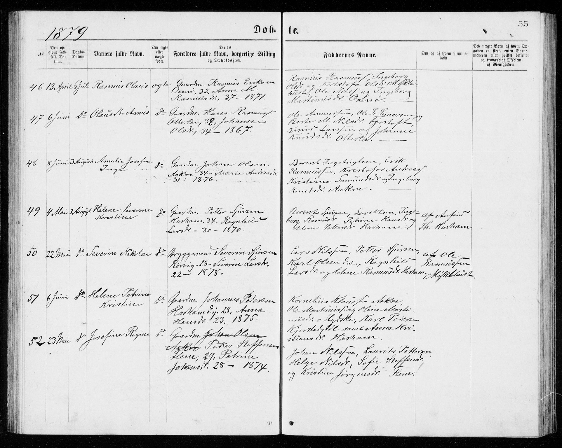 Ministerialprotokoller, klokkerbøker og fødselsregistre - Møre og Romsdal, AV/SAT-A-1454/536/L0509: Parish register (copy) no. 536C04, 1871-1881, p. 55