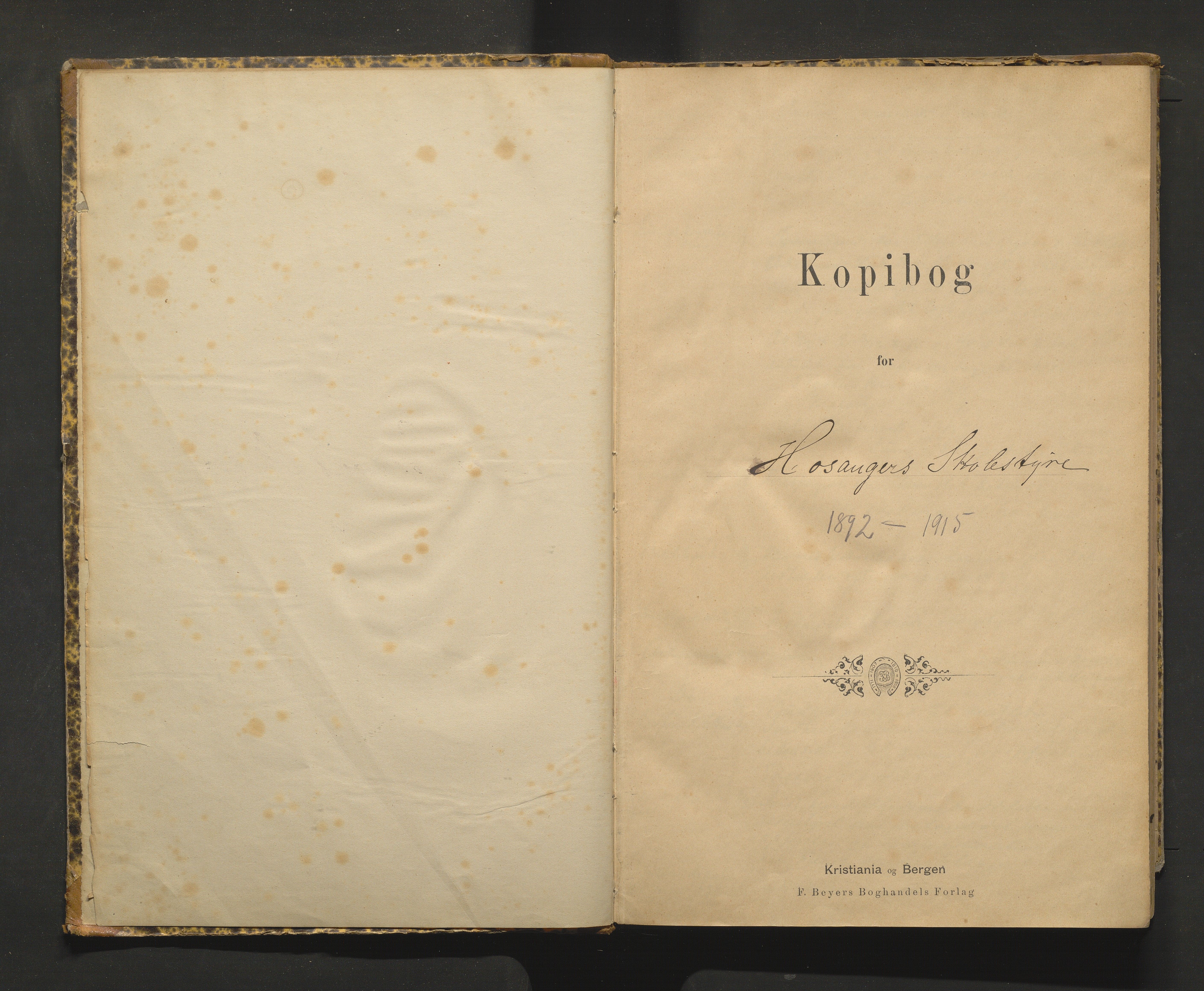Hosanger kommune. Skulestyret, IKAH/1253a-211/B/Ba/L0001: Kopibok for Hosanger skulestyre, 1892-1915