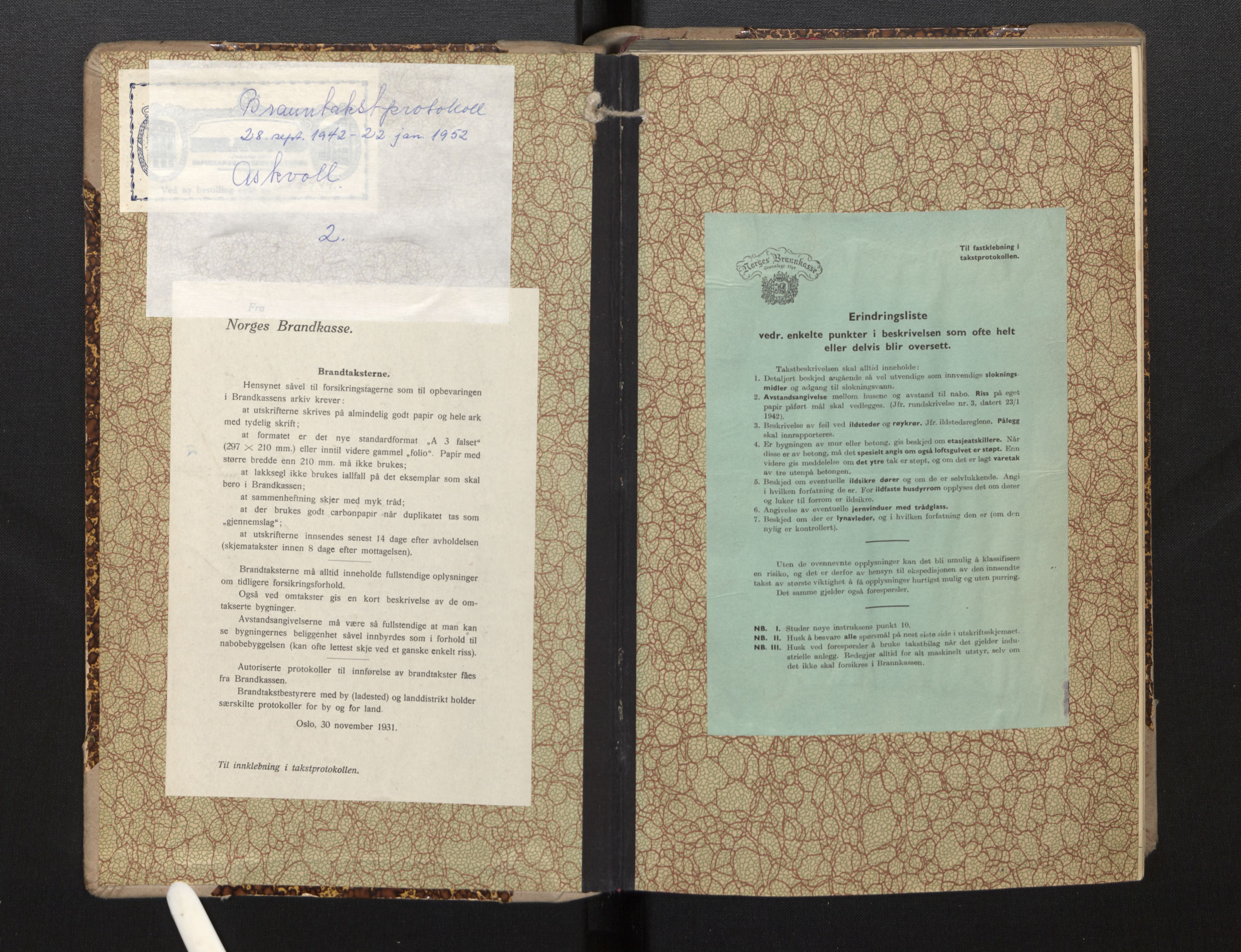 Lensmannen i Askvoll, SAB/A-26301/0012/L0002: Branntakstprotokoll, 1942-1952