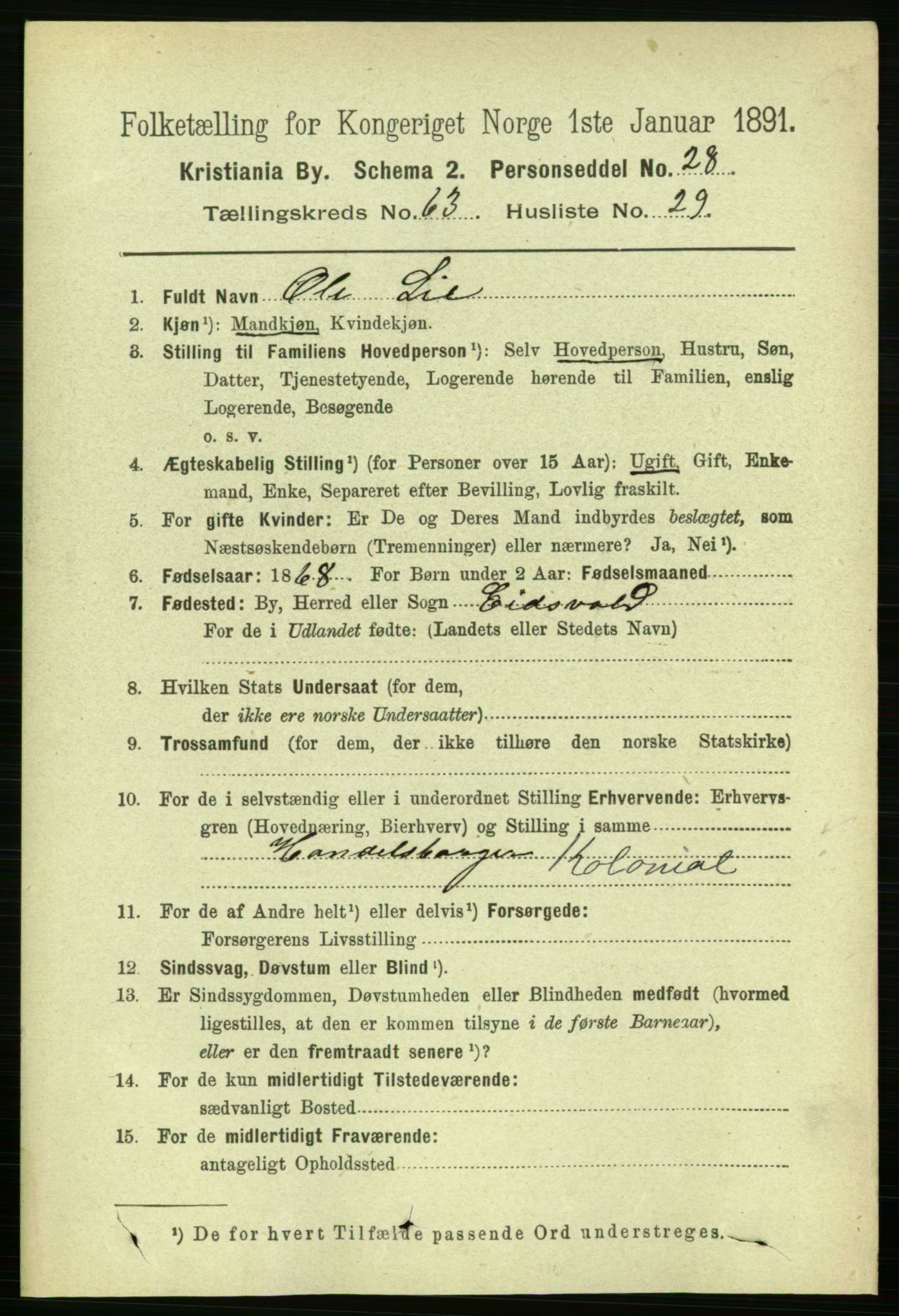 RA, 1891 census for 0301 Kristiania, 1891, p. 34276