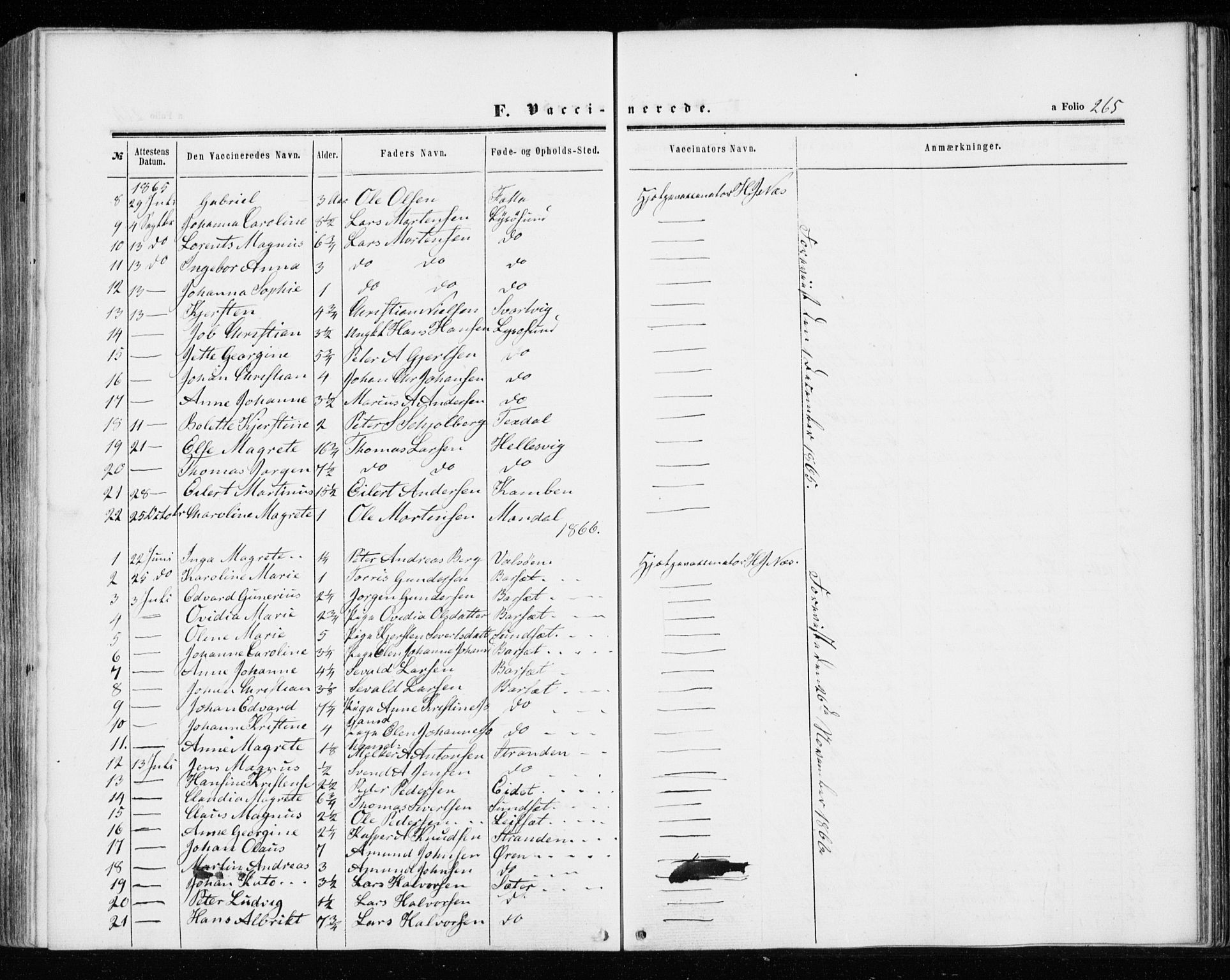 Ministerialprotokoller, klokkerbøker og fødselsregistre - Sør-Trøndelag, SAT/A-1456/655/L0678: Parish register (official) no. 655A07, 1861-1873, p. 265