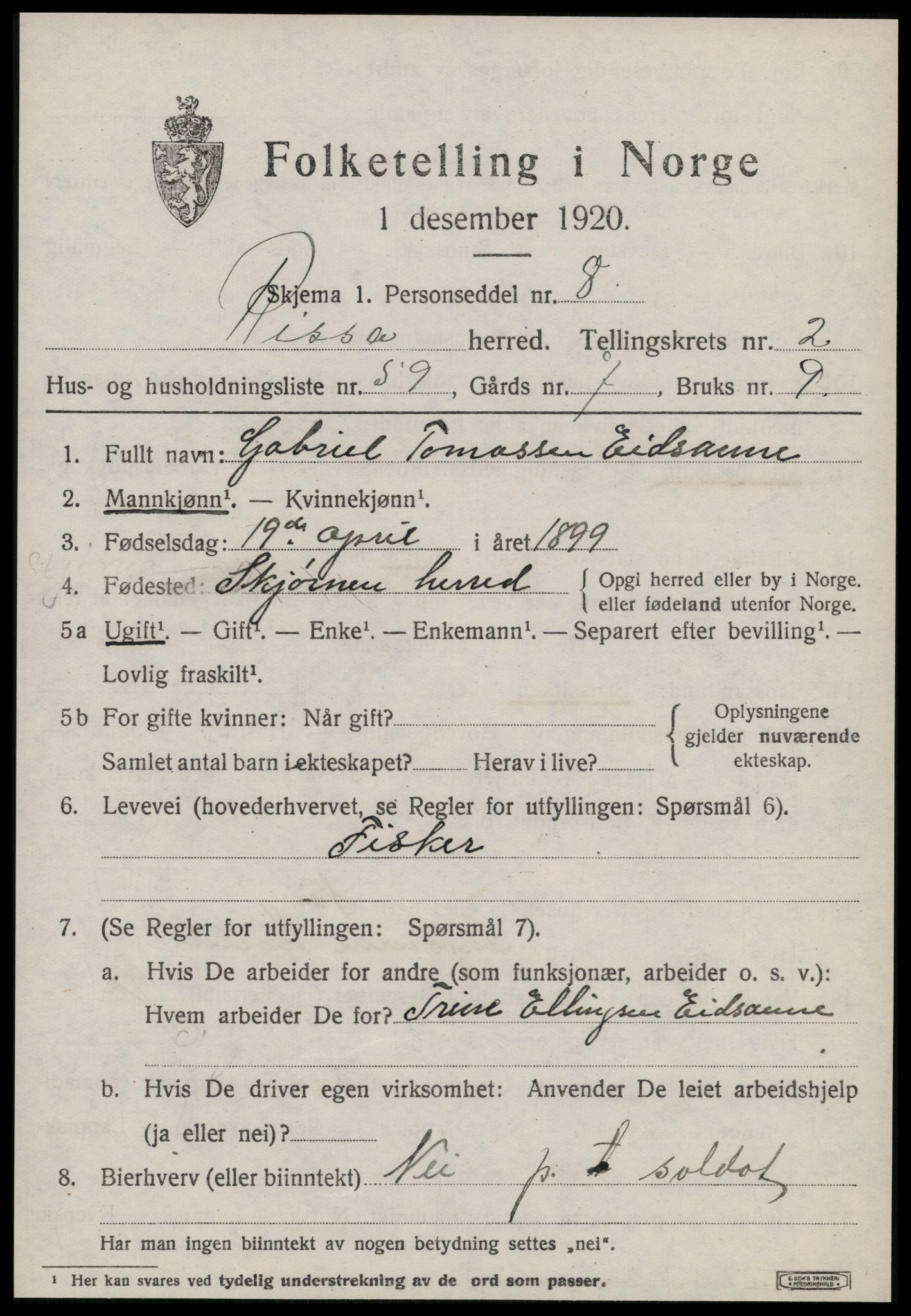 SAT, 1920 census for Rissa, 1920, p. 2385