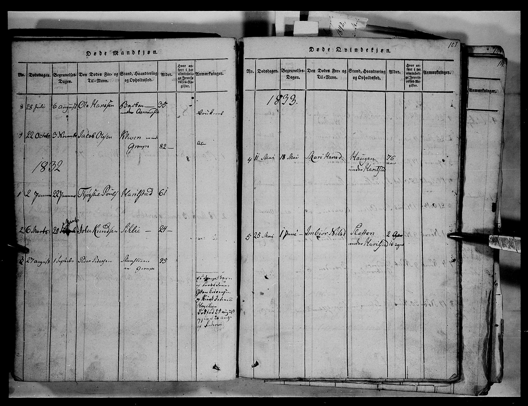 Fron prestekontor, SAH/PREST-078/H/Ha/Hab/L0003: Parish register (copy) no. 3, 1816-1850, p. 107