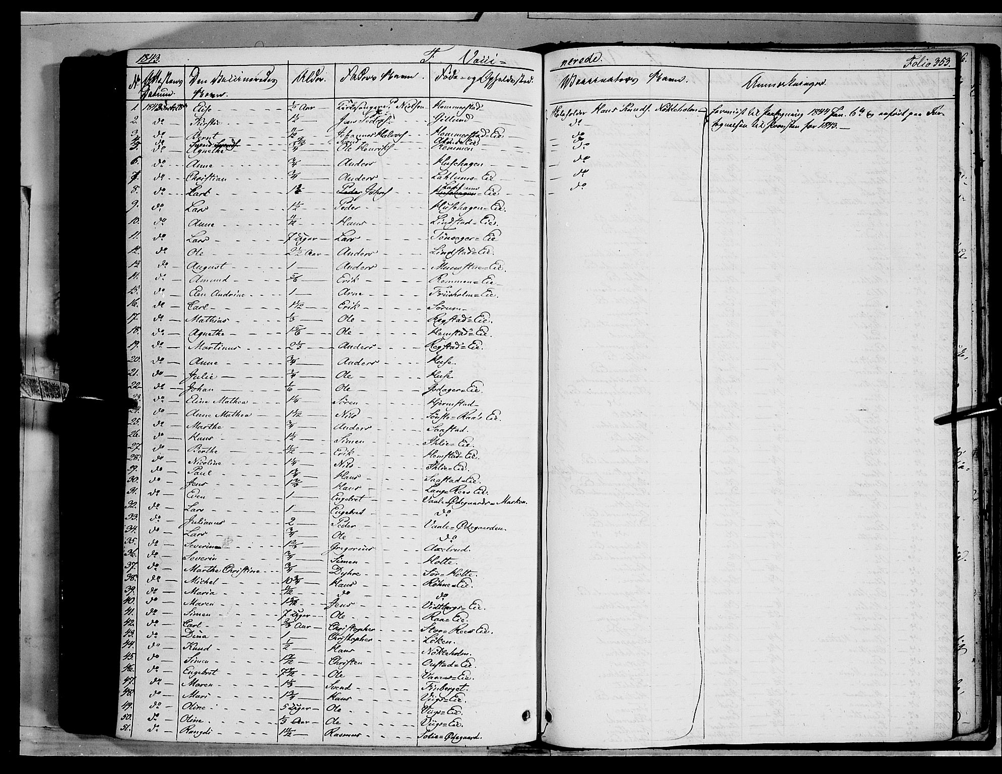 Stange prestekontor, SAH/PREST-002/K/L0010: Parish register (official) no. 10, 1835-1845, p. 353