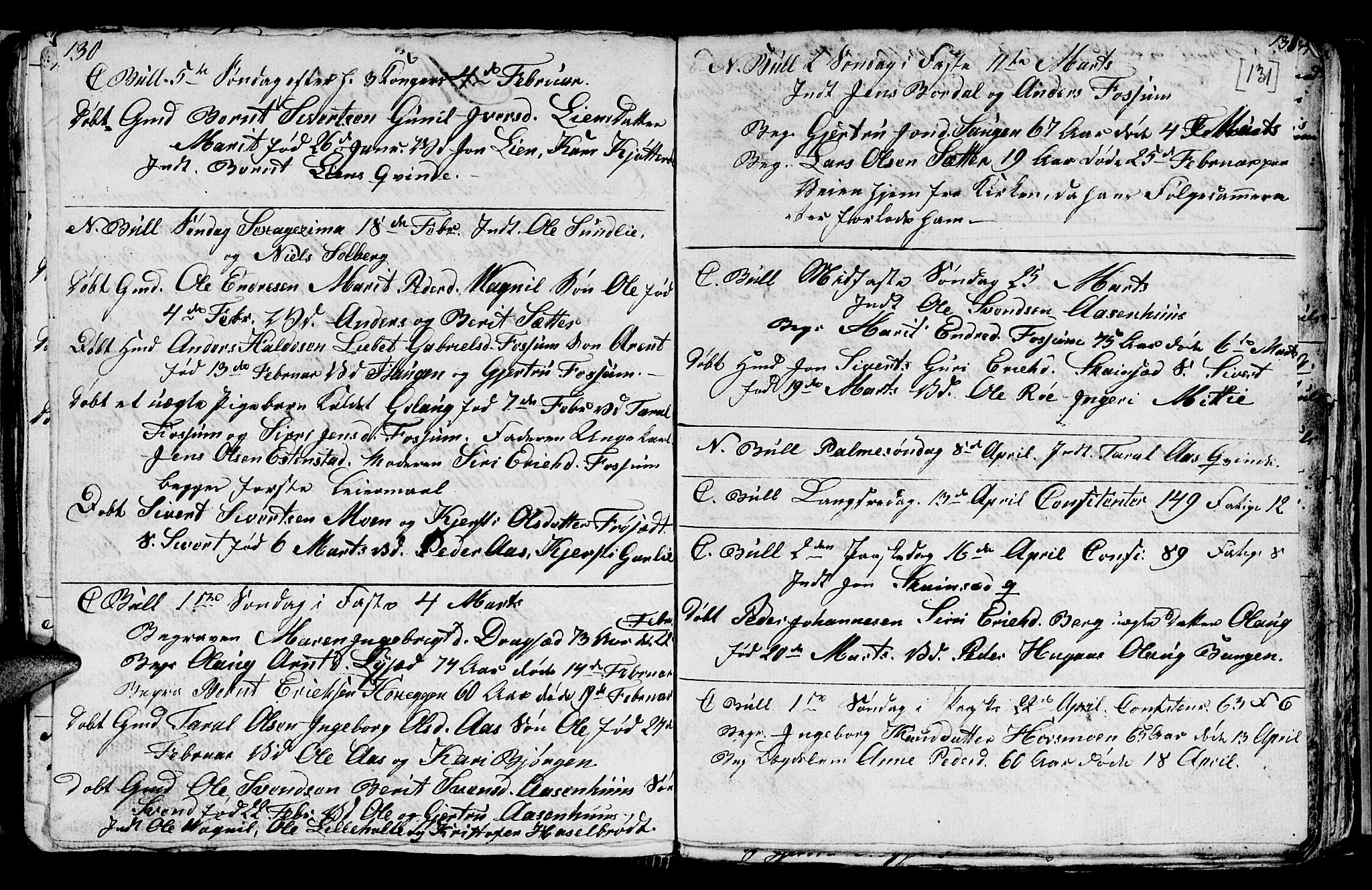 Ministerialprotokoller, klokkerbøker og fødselsregistre - Sør-Trøndelag, SAT/A-1456/689/L1042: Parish register (copy) no. 689C01, 1812-1841, p. 130-131