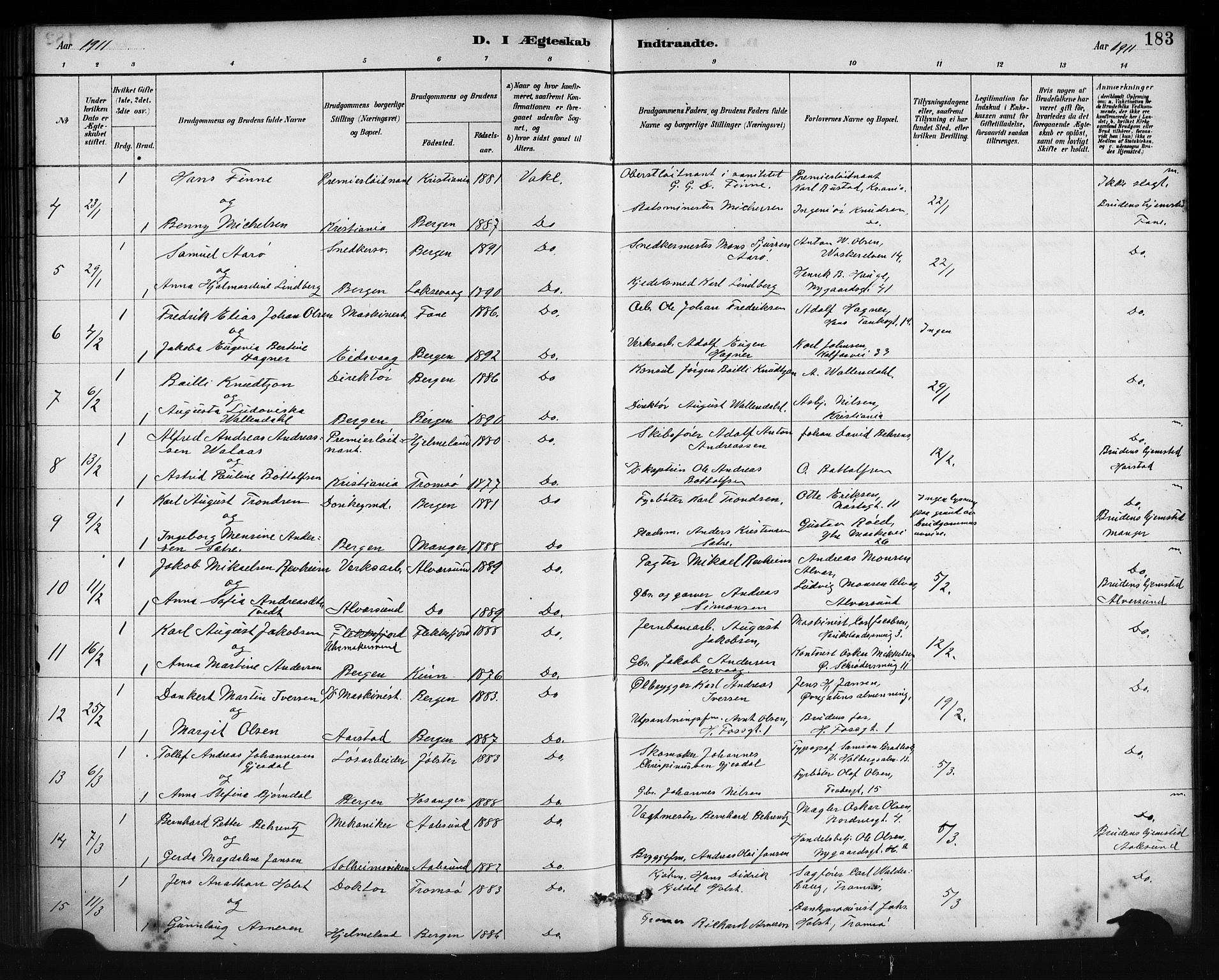 Johanneskirken sokneprestembete, SAB/A-76001/H/Hab: Parish register (copy) no. C 1, 1885-1912, p. 183