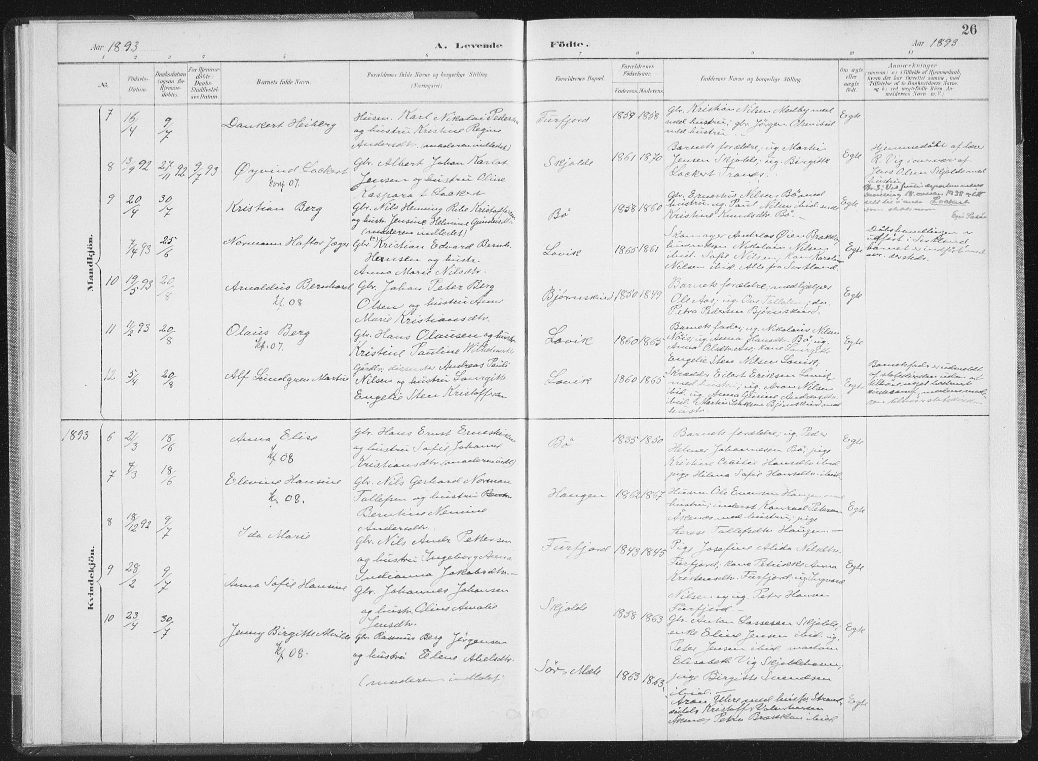 Ministerialprotokoller, klokkerbøker og fødselsregistre - Nordland, AV/SAT-A-1459/898/L1422: Parish register (official) no. 898A02, 1887-1908, p. 26