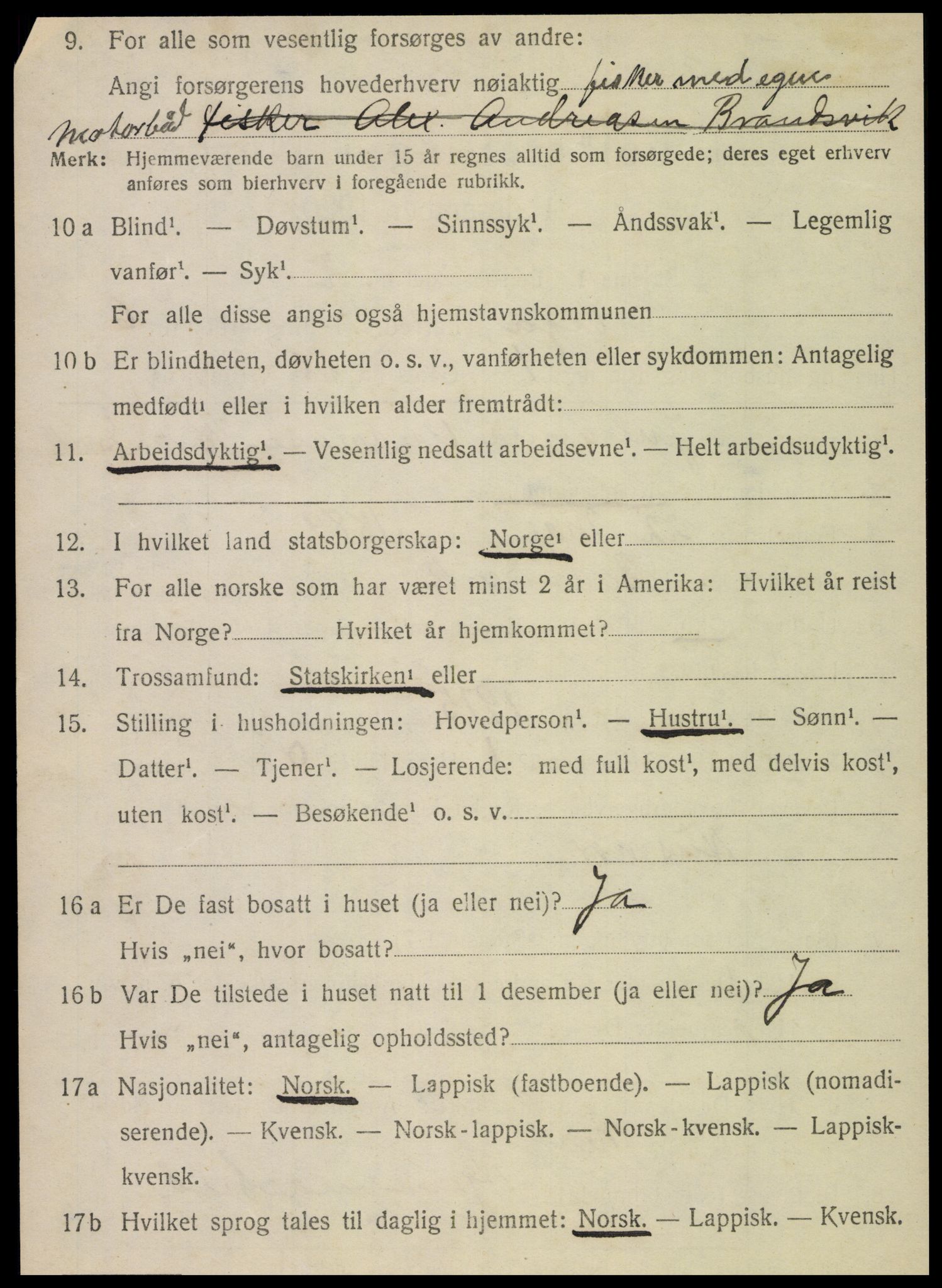 SAT, 1920 census for Vega, 1920, p. 2962