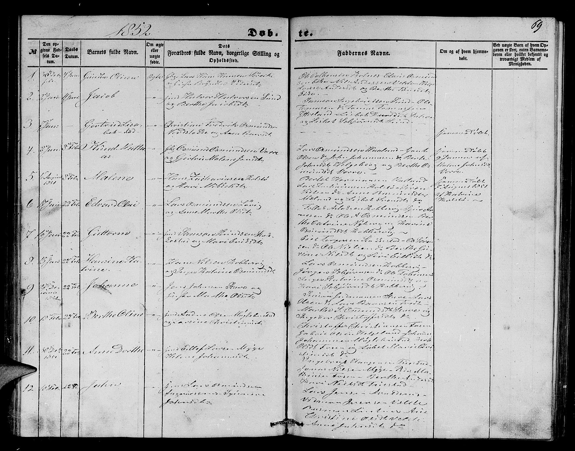 Avaldsnes sokneprestkontor, SAST/A -101851/H/Ha/Hab/L0002: Parish register (copy) no. B 2, 1848-1856, p. 69