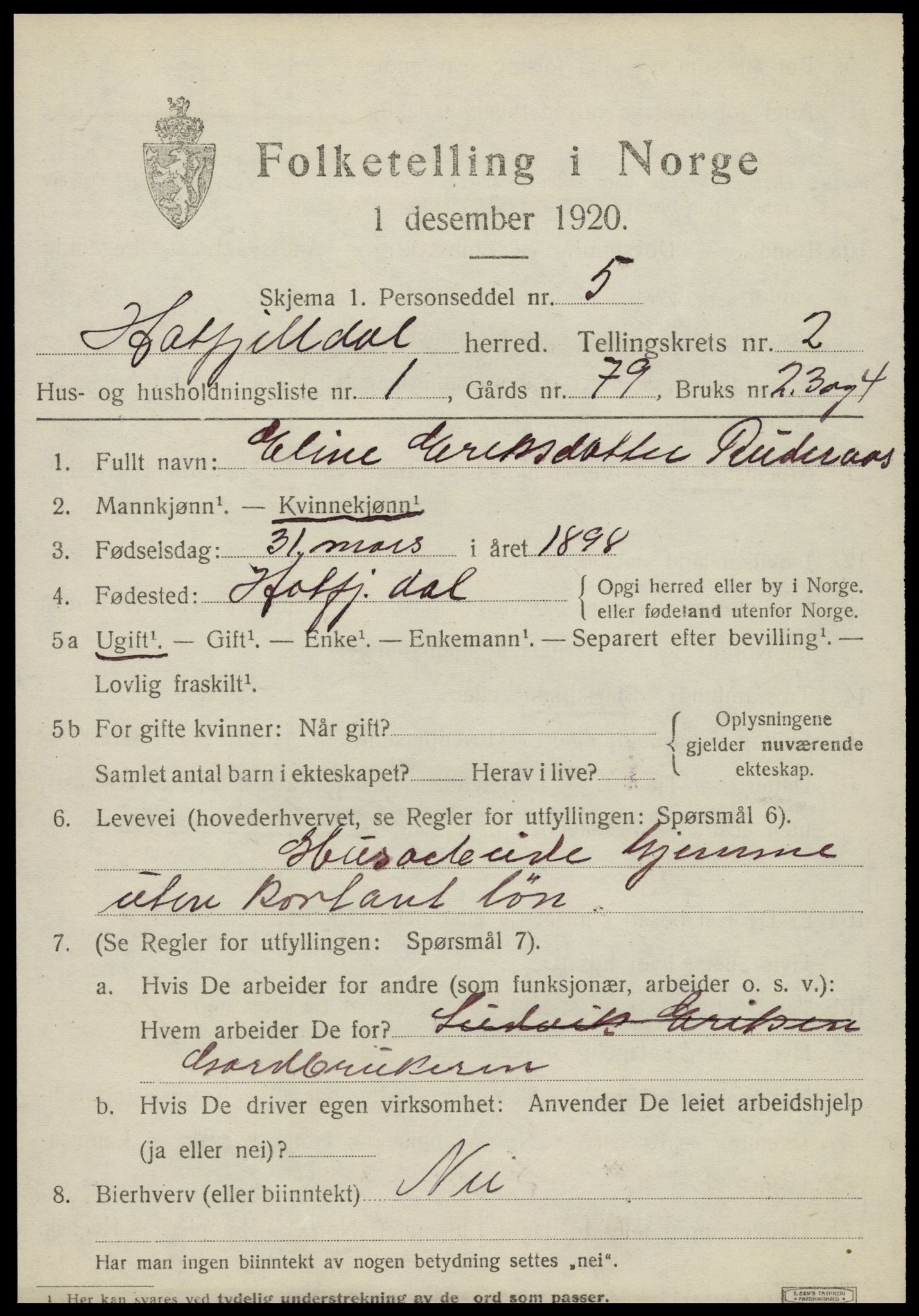 SAT, 1920 census for Hattfjelldal, 1920, p. 554