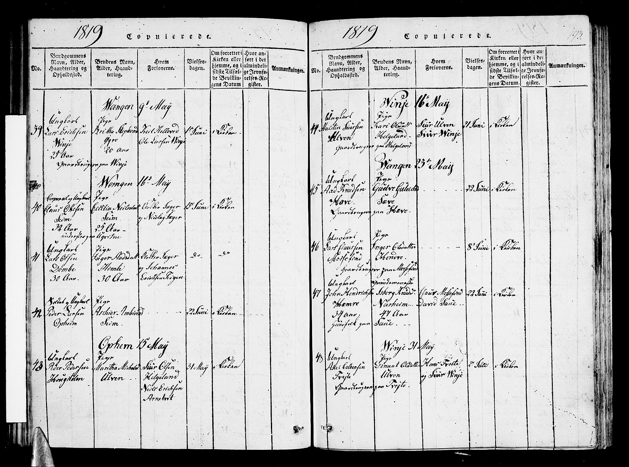 Voss sokneprestembete, AV/SAB-A-79001/H/Haa: Parish register (official) no. A 11, 1816-1827, p. 193