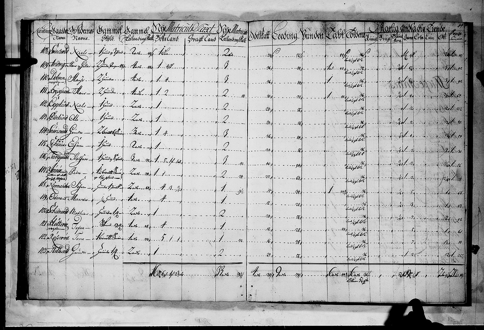 Rentekammeret inntil 1814, Realistisk ordnet avdeling, RA/EA-4070/N/Nb/Nbf/L0118: Larvik grevskap matrikkelprotokoll, 1723, p. 43b-44a