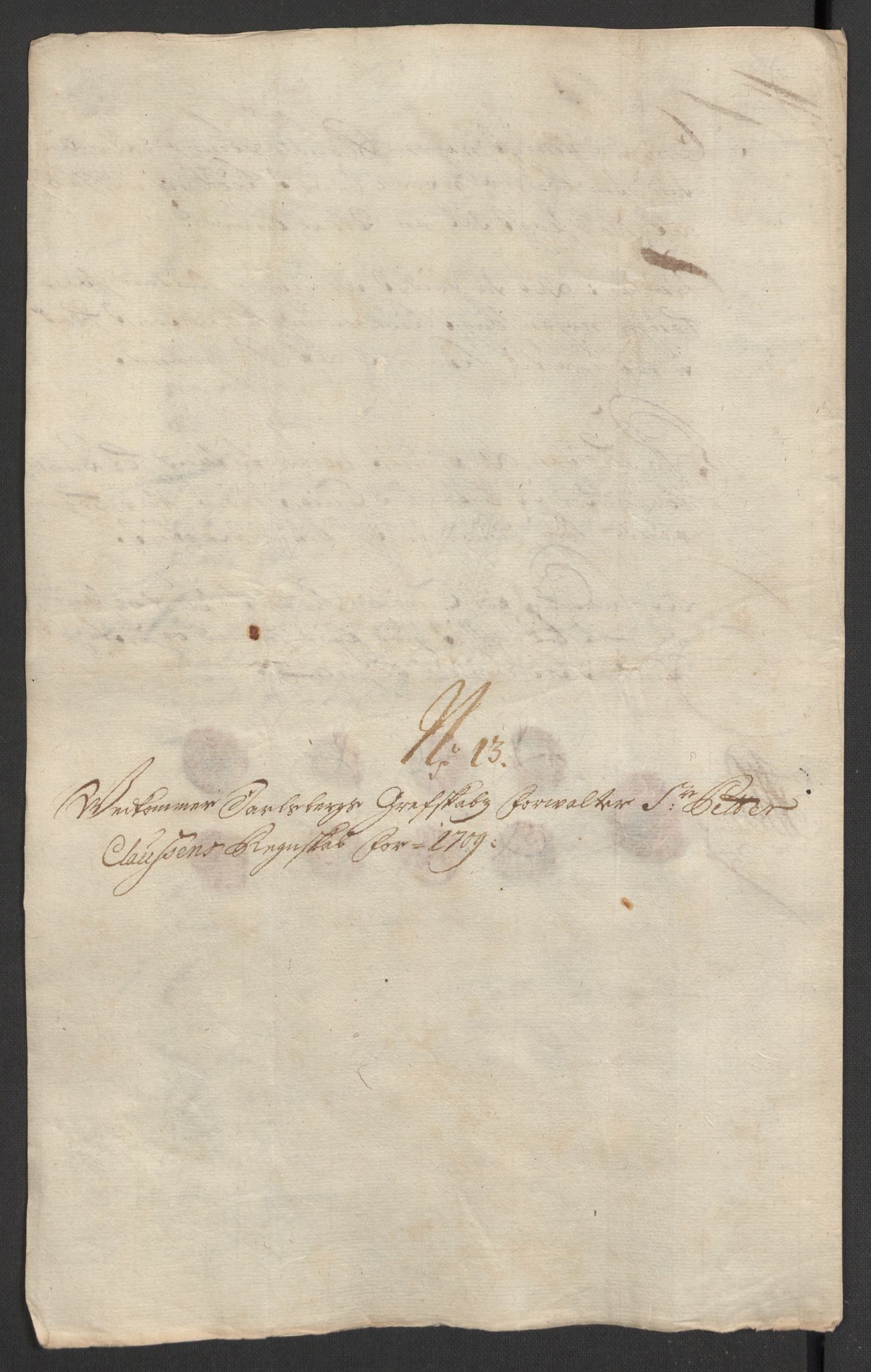 Rentekammeret inntil 1814, Reviderte regnskaper, Fogderegnskap, RA/EA-4092/R32/L1874: Fogderegnskap Jarlsberg grevskap, 1709, p. 160