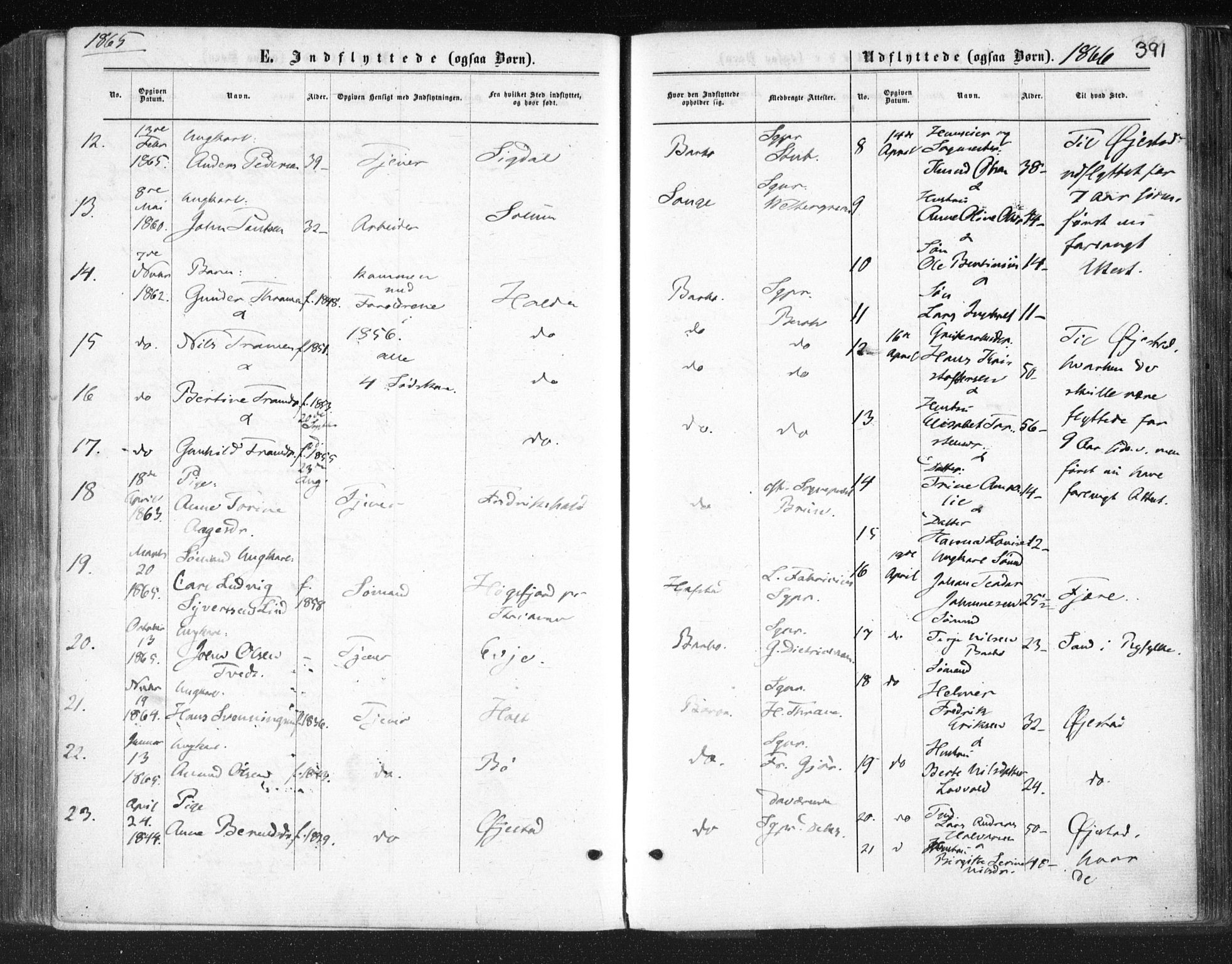 Tromøy sokneprestkontor, SAK/1111-0041/F/Fa/L0007: Parish register (official) no. A 7, 1864-1869, p. 391