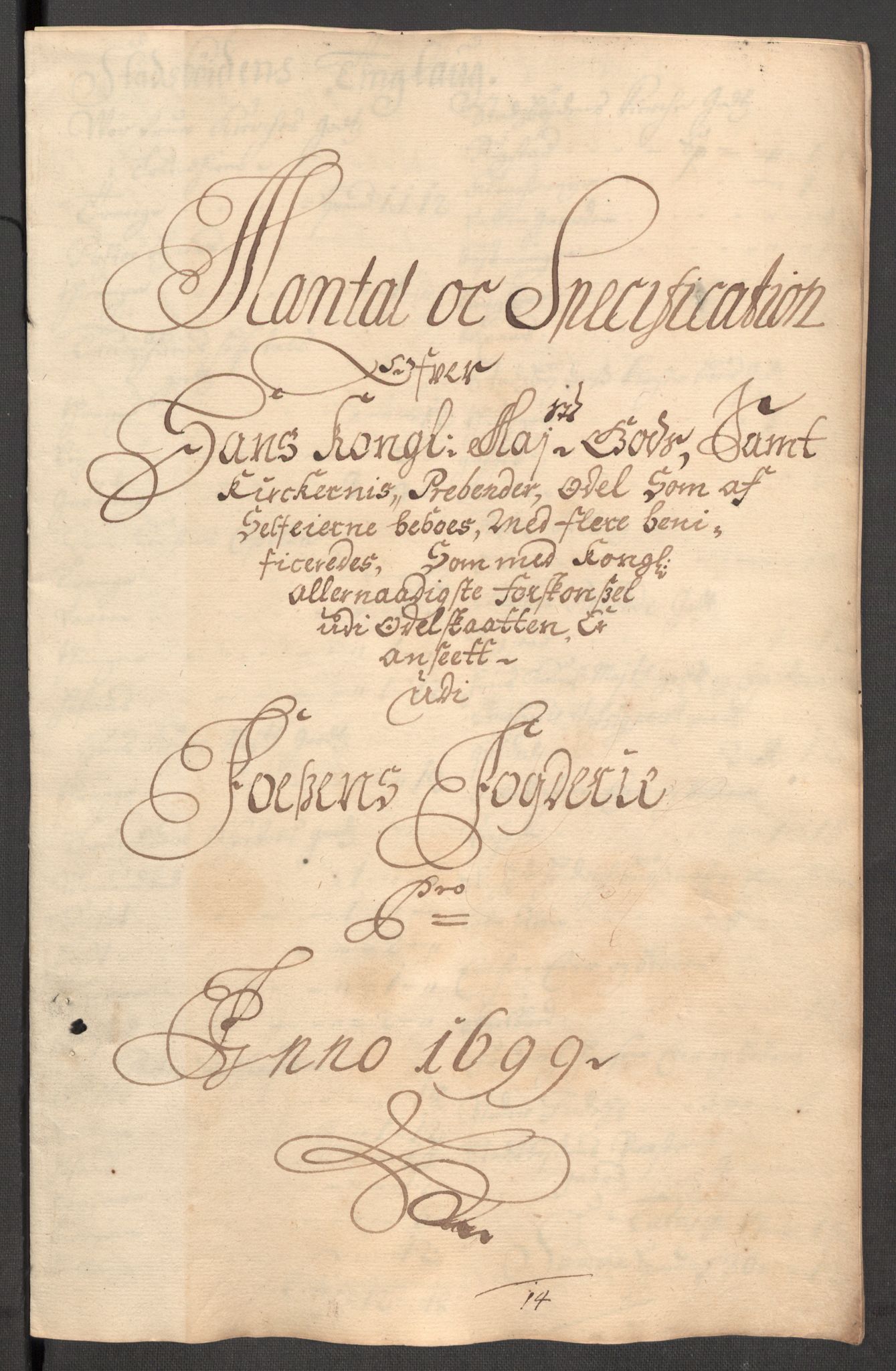 Rentekammeret inntil 1814, Reviderte regnskaper, Fogderegnskap, RA/EA-4092/R57/L3853: Fogderegnskap Fosen, 1698-1699, p. 369