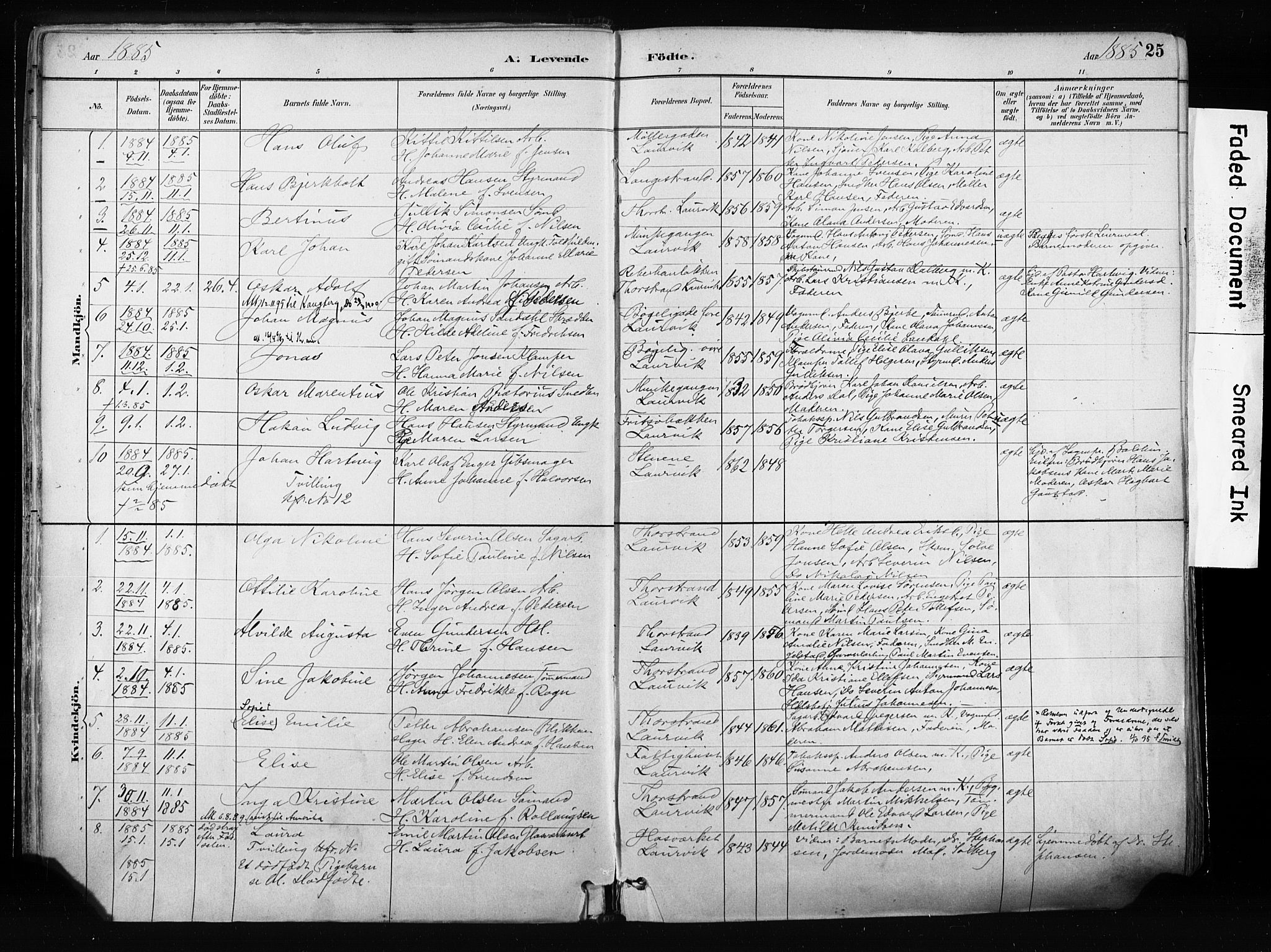 Larvik kirkebøker, SAKO/A-352/F/Fa/L0009: Parish register (official) no. I 9, 1884-1904, p. 25