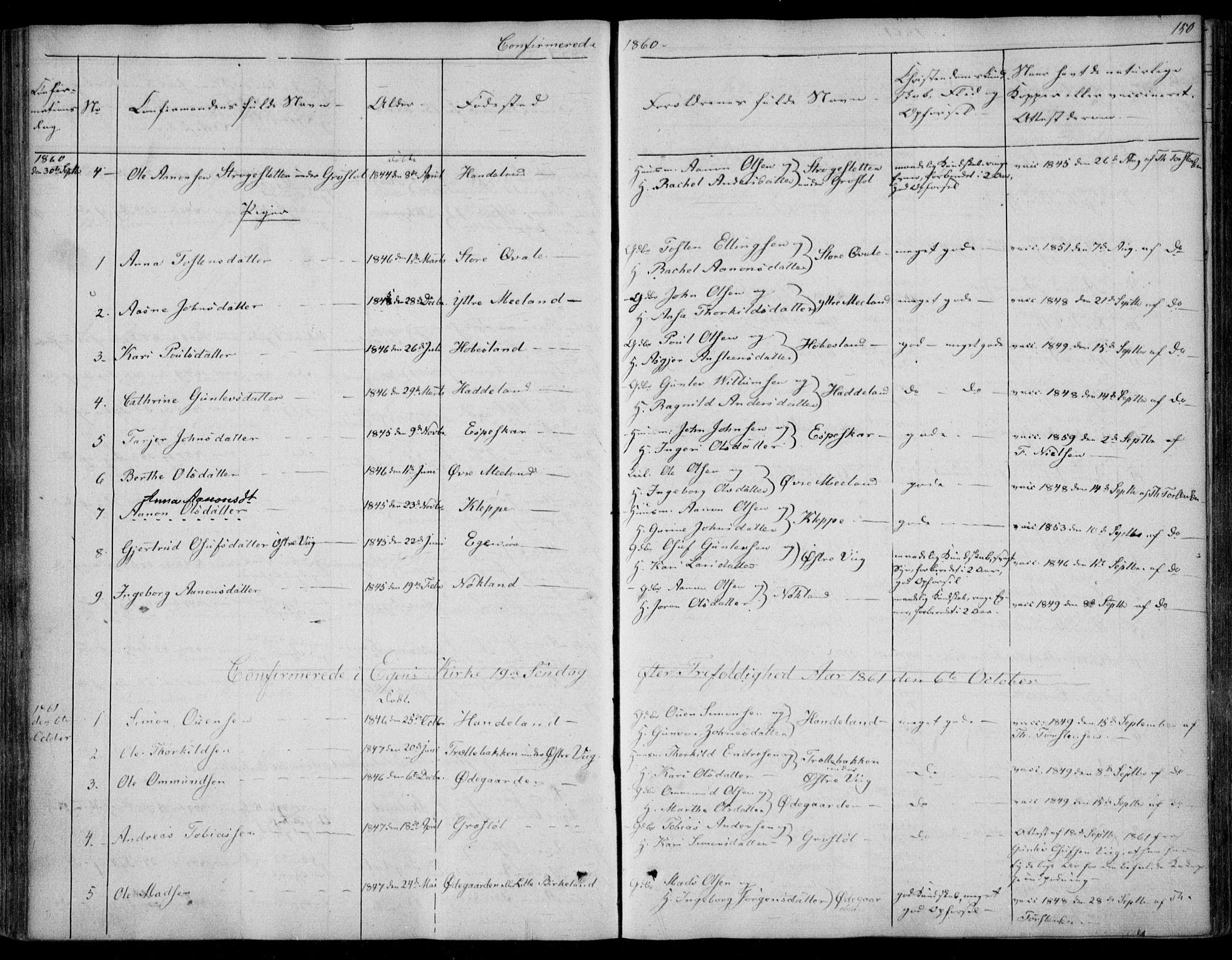 Hægebostad sokneprestkontor, AV/SAK-1111-0024/F/Fa/Fab/L0002: Parish register (official) no. A 2, 1836-1872, p. 150