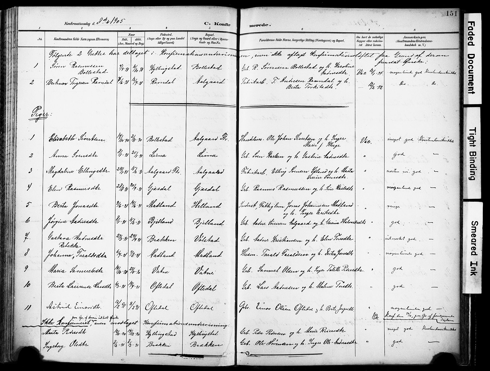 Lye sokneprestkontor, AV/SAST-A-101794/001/30BA/L0012: Parish register (official) no. A 11, 1896-1909, p. 151